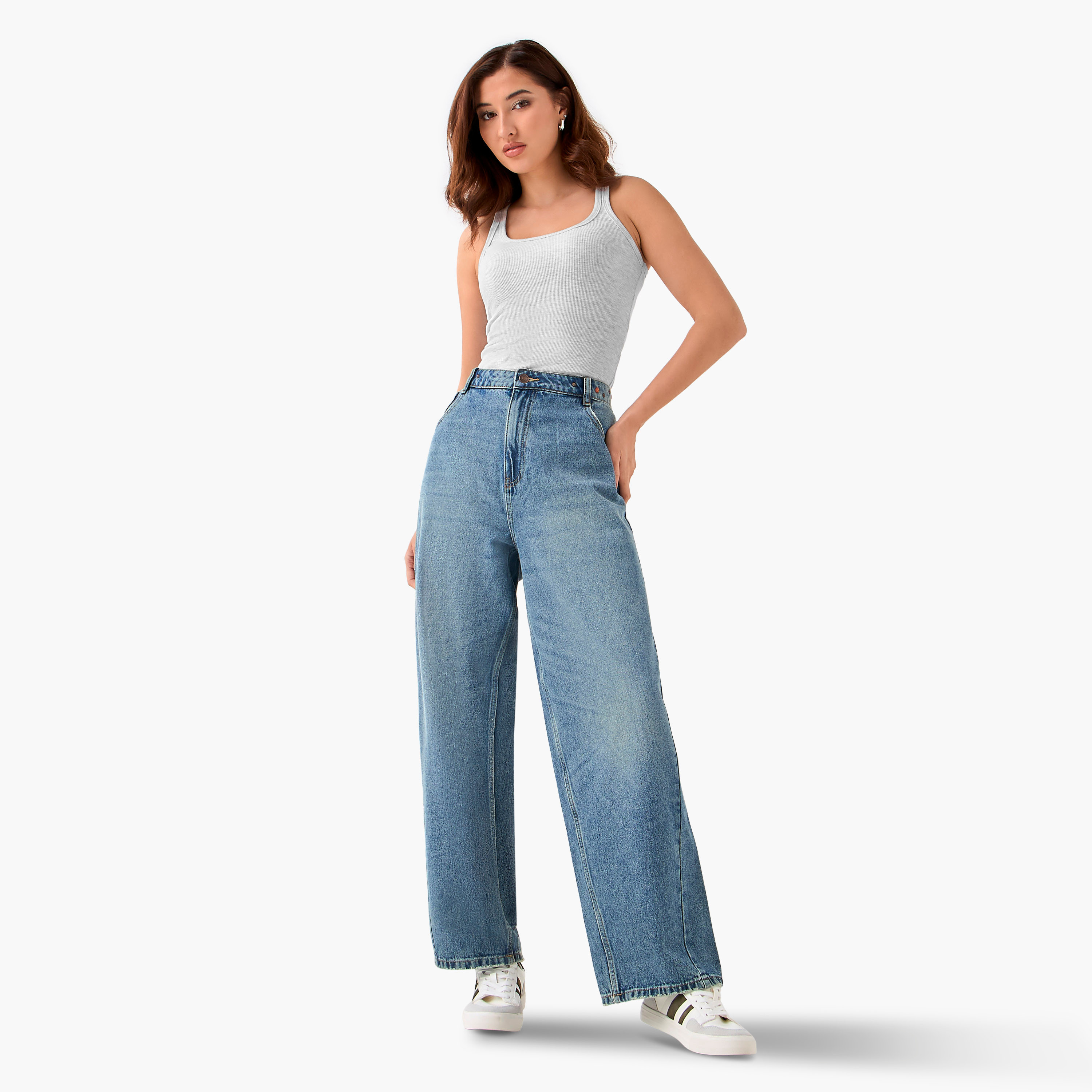 Lee Cooper Straight Fit High Waist Jeans with Twisted Seam-women-clothing-bottoms-jeans-image-2
