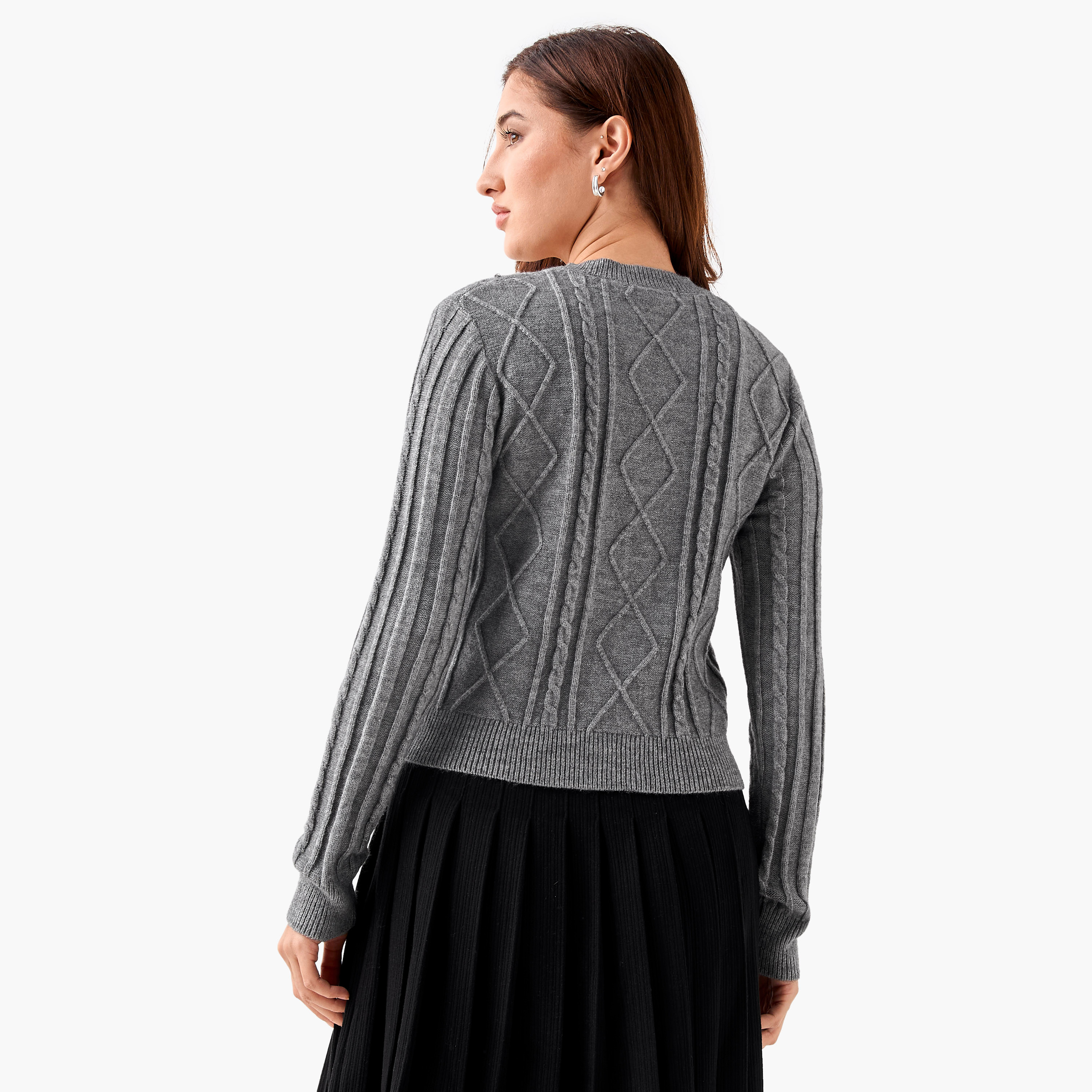 Lee Cooper Regular Fit Cardigan with Embellishment Cotton-women-winterwear-cardigansandjumpers-cardigans-image-3