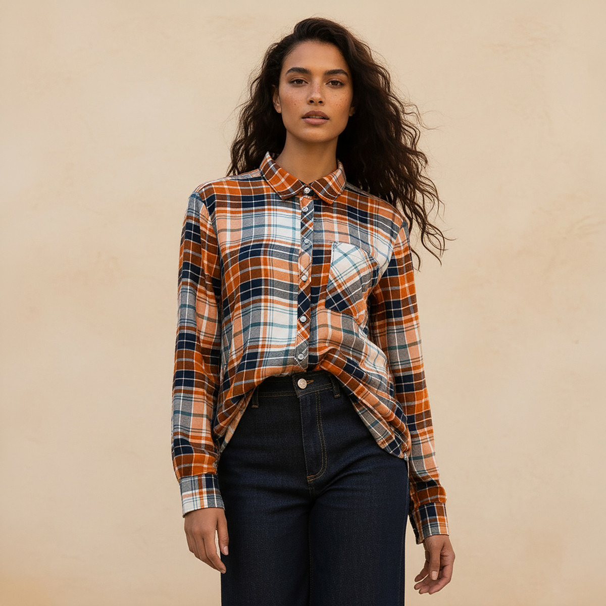 قميص فيسكوز بجيب من لي كوبر-women-clothing-shirtsandblouses-shirts-image-1