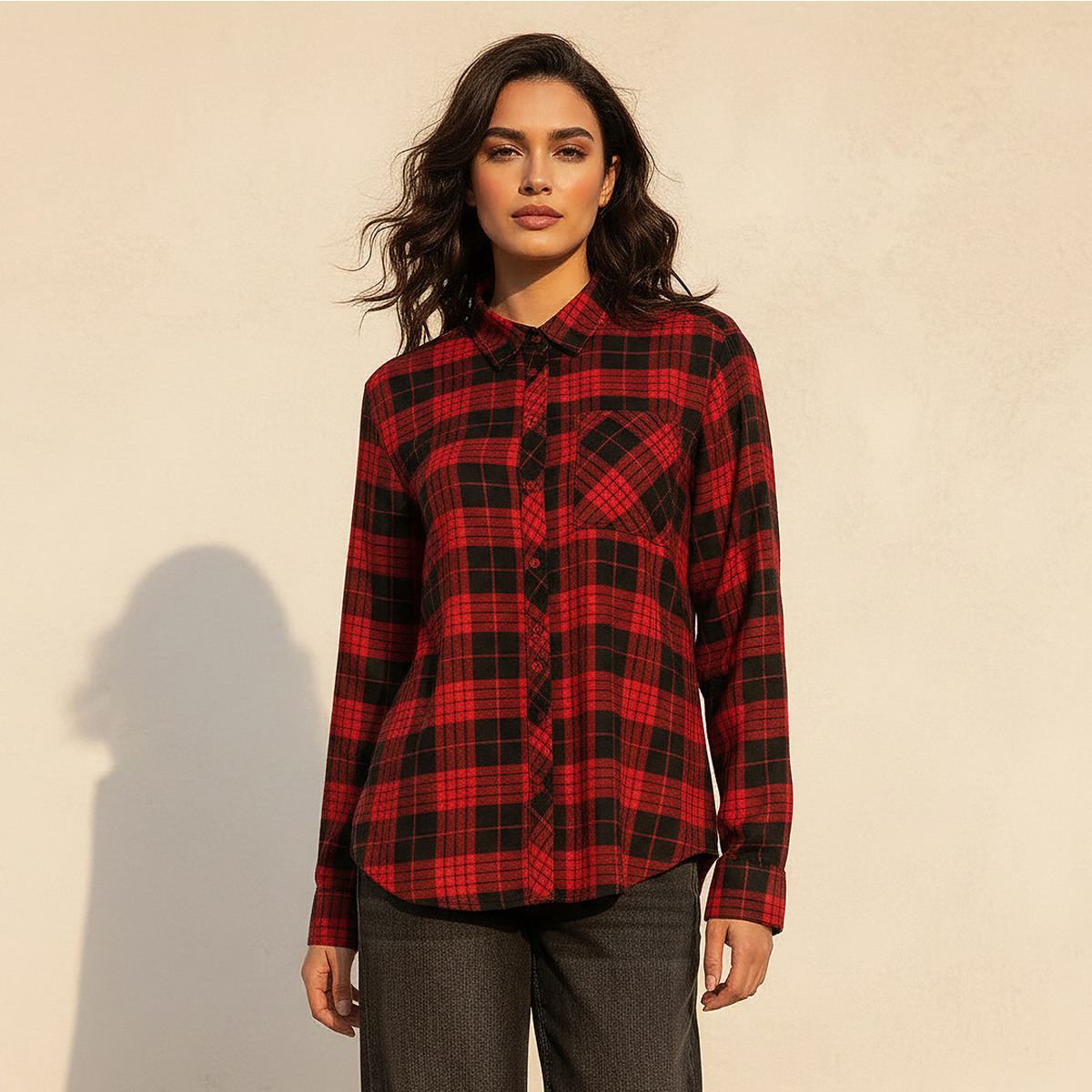قميص فيسكوز بجيب من لي كوبر-women-clothing-shirtsandblouses-shirts-image-1