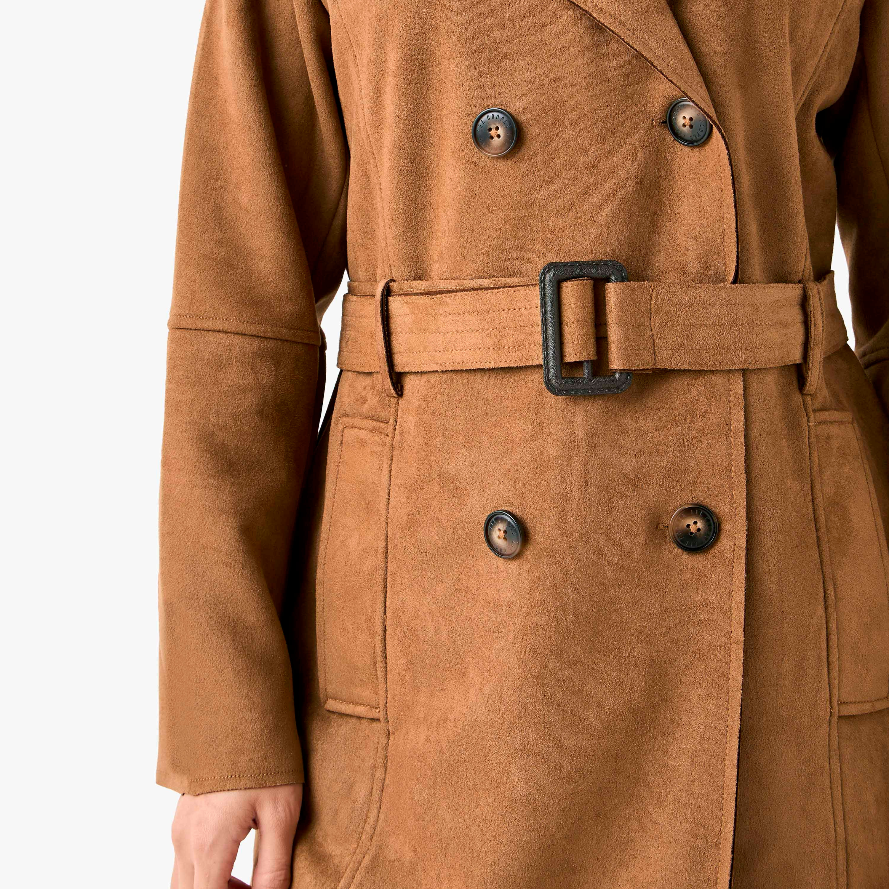 Lee Cooper Regular Suede Trench Coat with Belt-women-clothing-coatsandjackets-coats-image-2