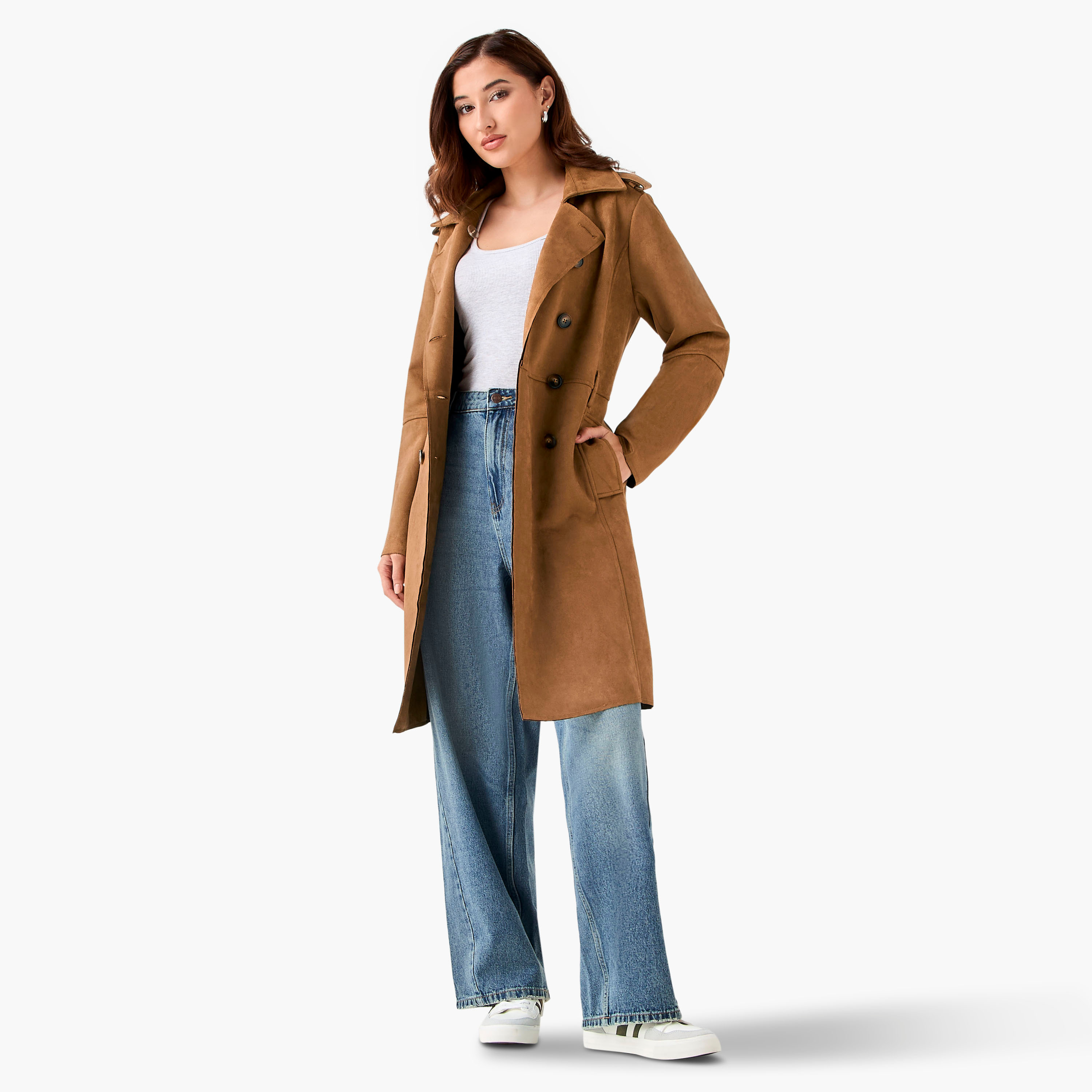 Lee Cooper Regular Suede Trench Coat with Belt-women-clothing-coatsandjackets-coats-image-6
