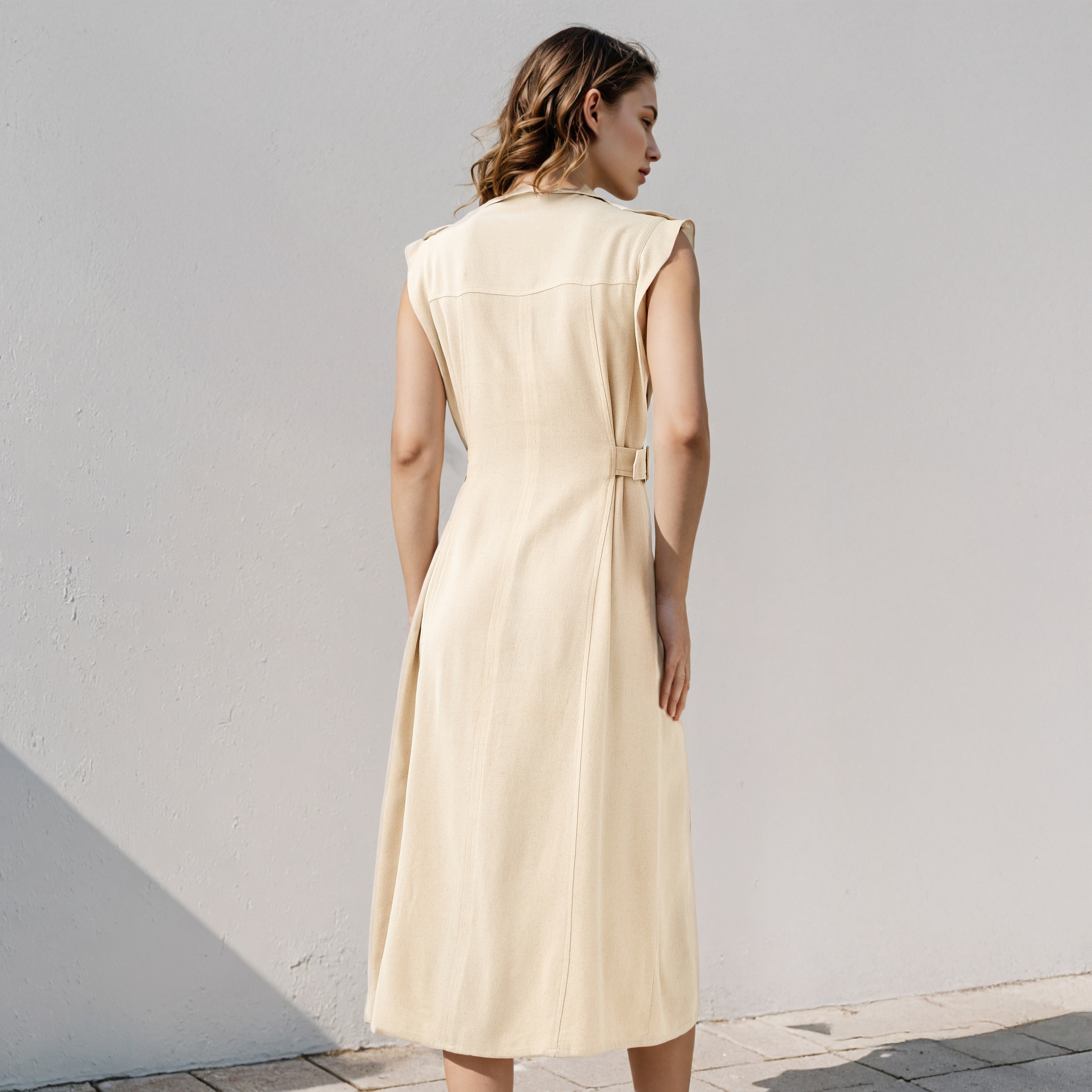 Lee Cooper Sleeveless Belted Linen Blend Shirt Dress-women-clothing-dresses-image-3