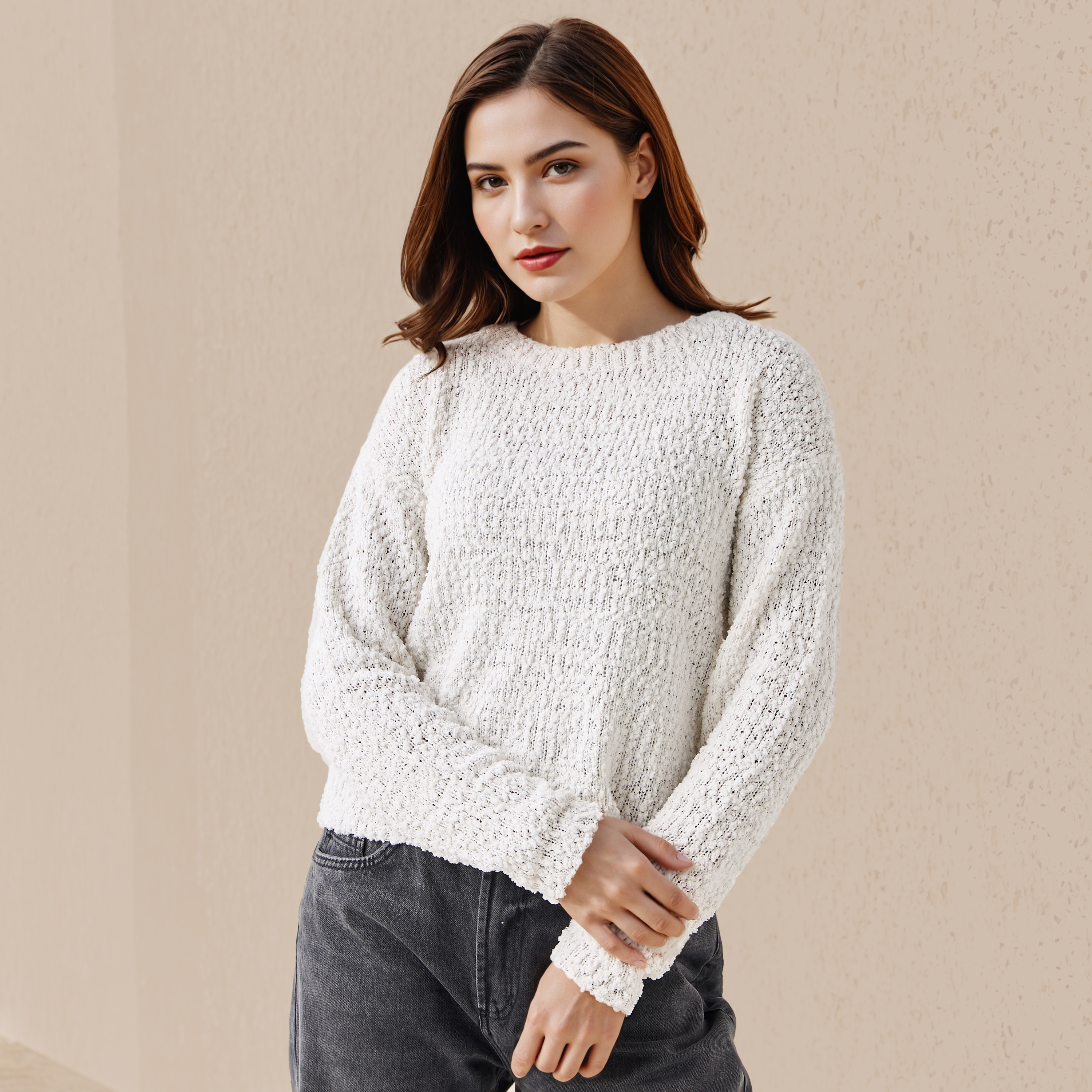 سويت شيرت قطن بارز الملمس بقصّة عادية من لي كوبر-women-clothing-cardigansandjumpers-jumpers-image-5