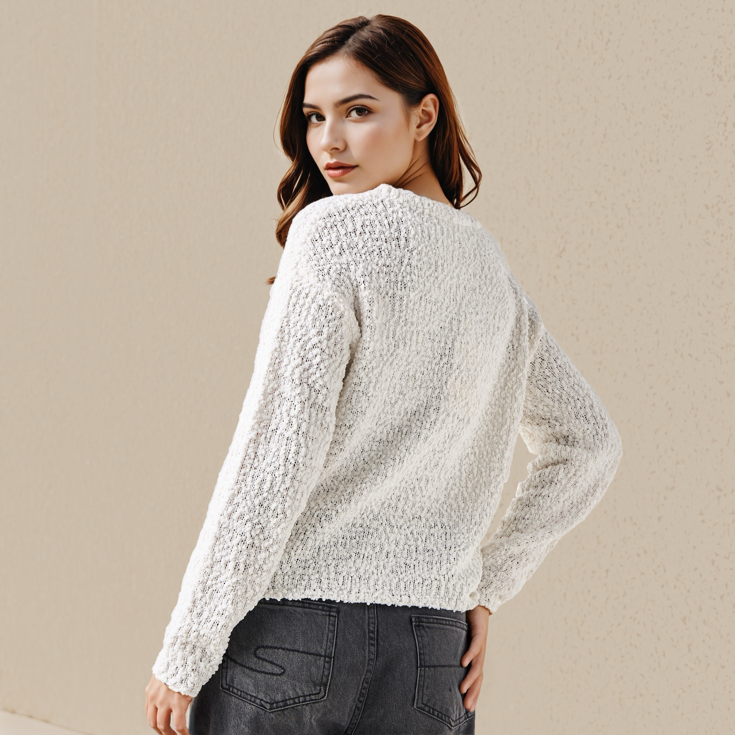 سويت شيرت قطن بارز الملمس بقصّة عادية من لي كوبر-women-clothing-cardigansandjumpers-jumpers-image-3
