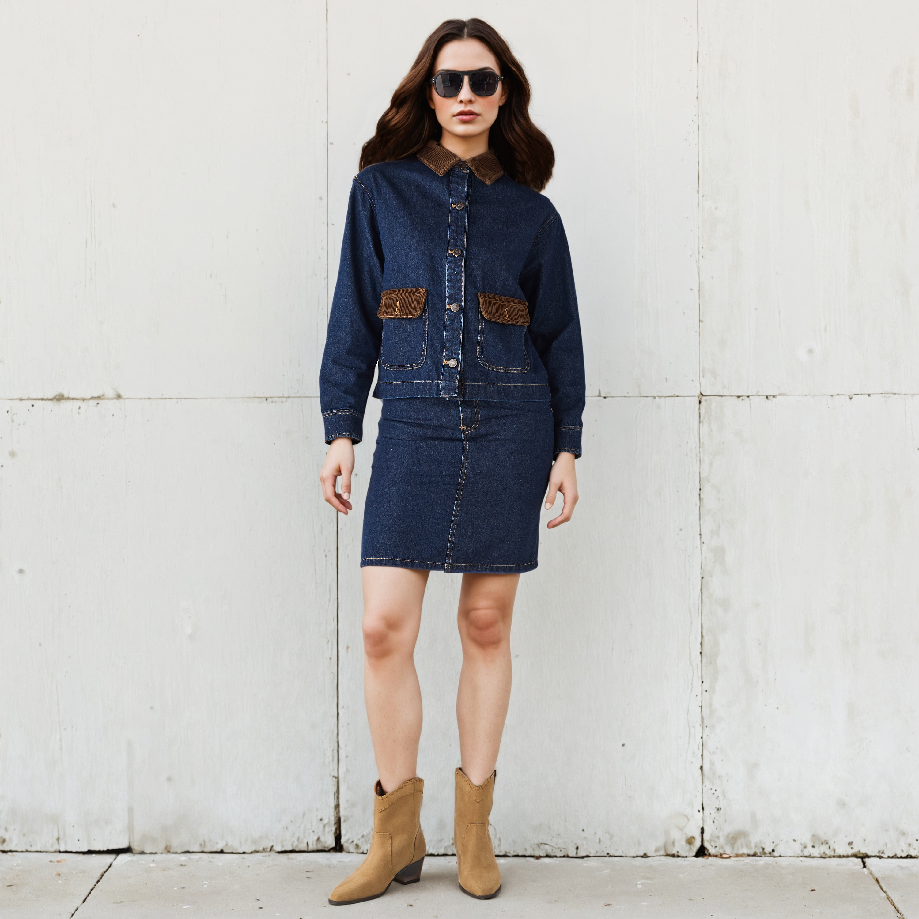 Lee Cooper Corduroy Trim Mini Denim Skirt-women-clothing-bottoms-skirts-image-6