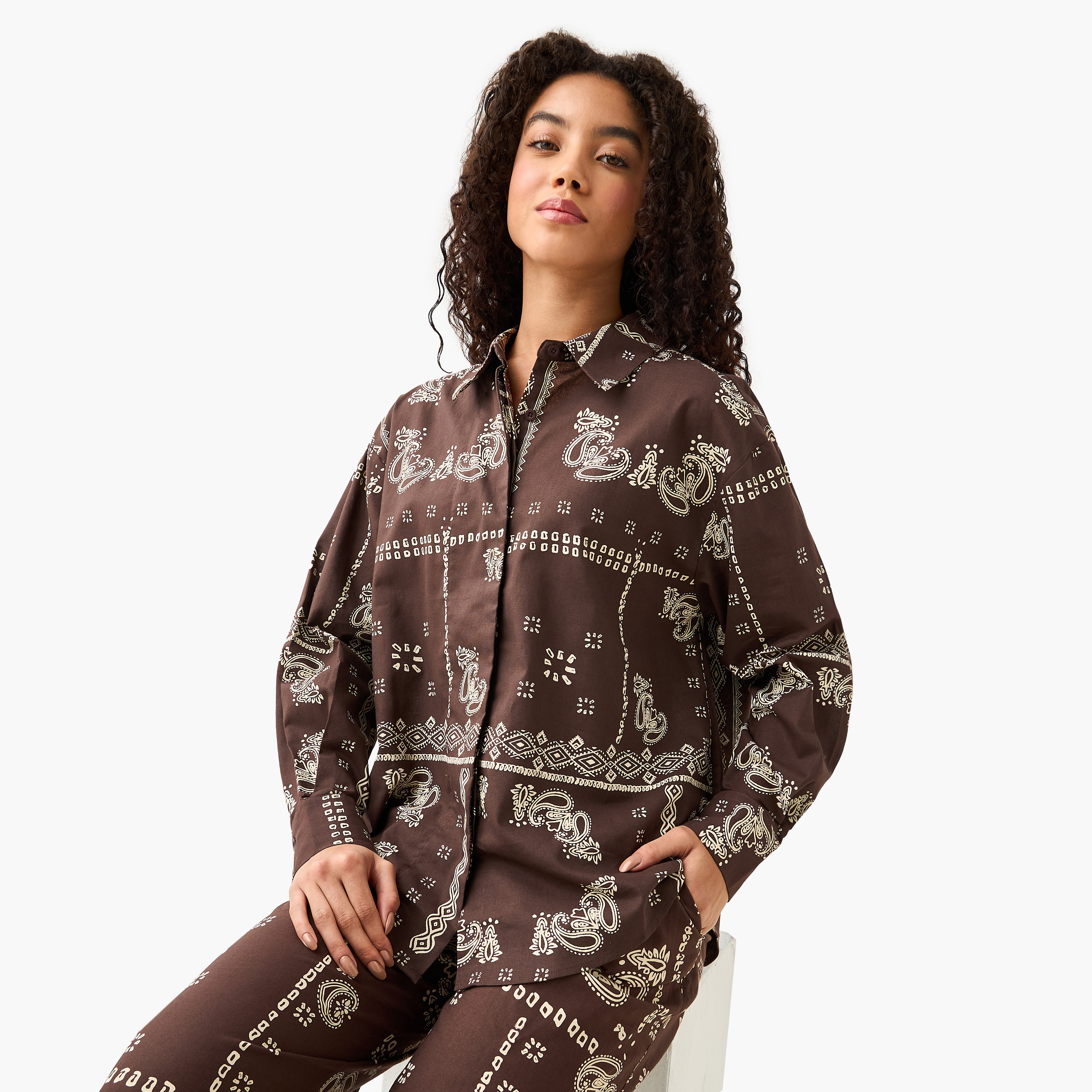 Lee Cooper Linen Blend Shirt with Paisley Print-women-clothing-shirtsandblouses-shirts-image-2
