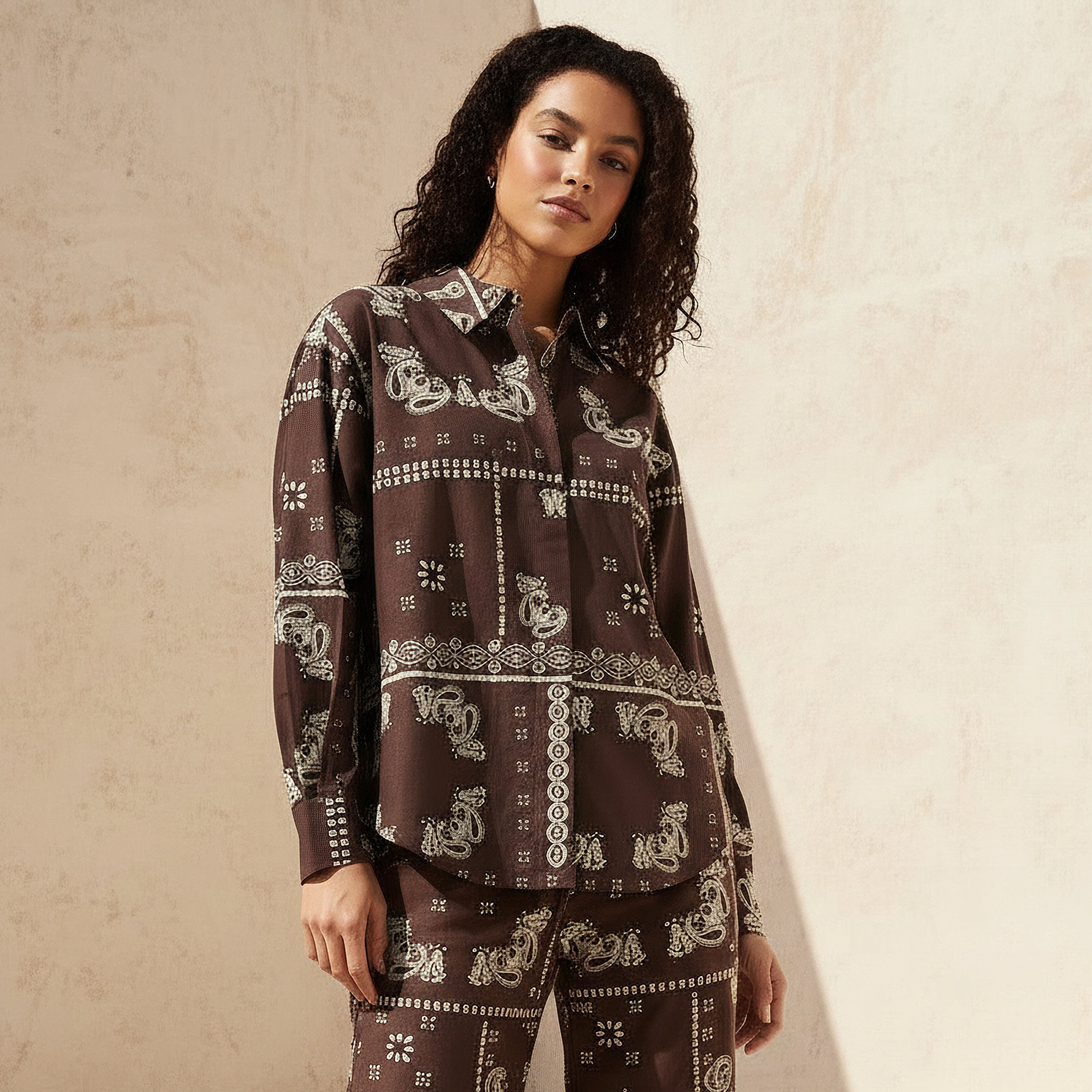 Lee Cooper Linen Blend Shirt with Paisley Print-women-clothing-shirtsandblouses-shirts-image-1