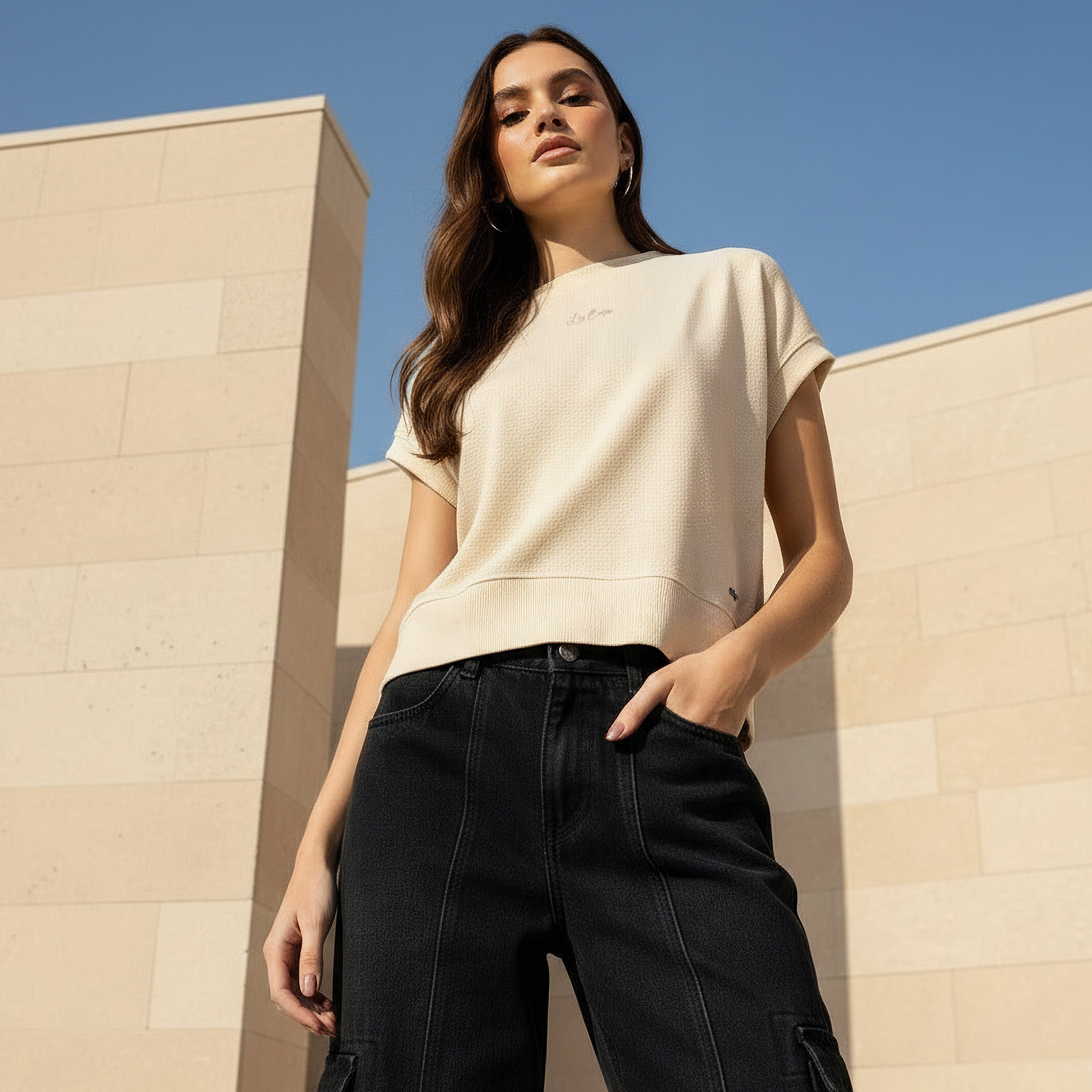 بلوزة بارزة الملمس من لي كوبر-women-clothing-tshirts-image-1