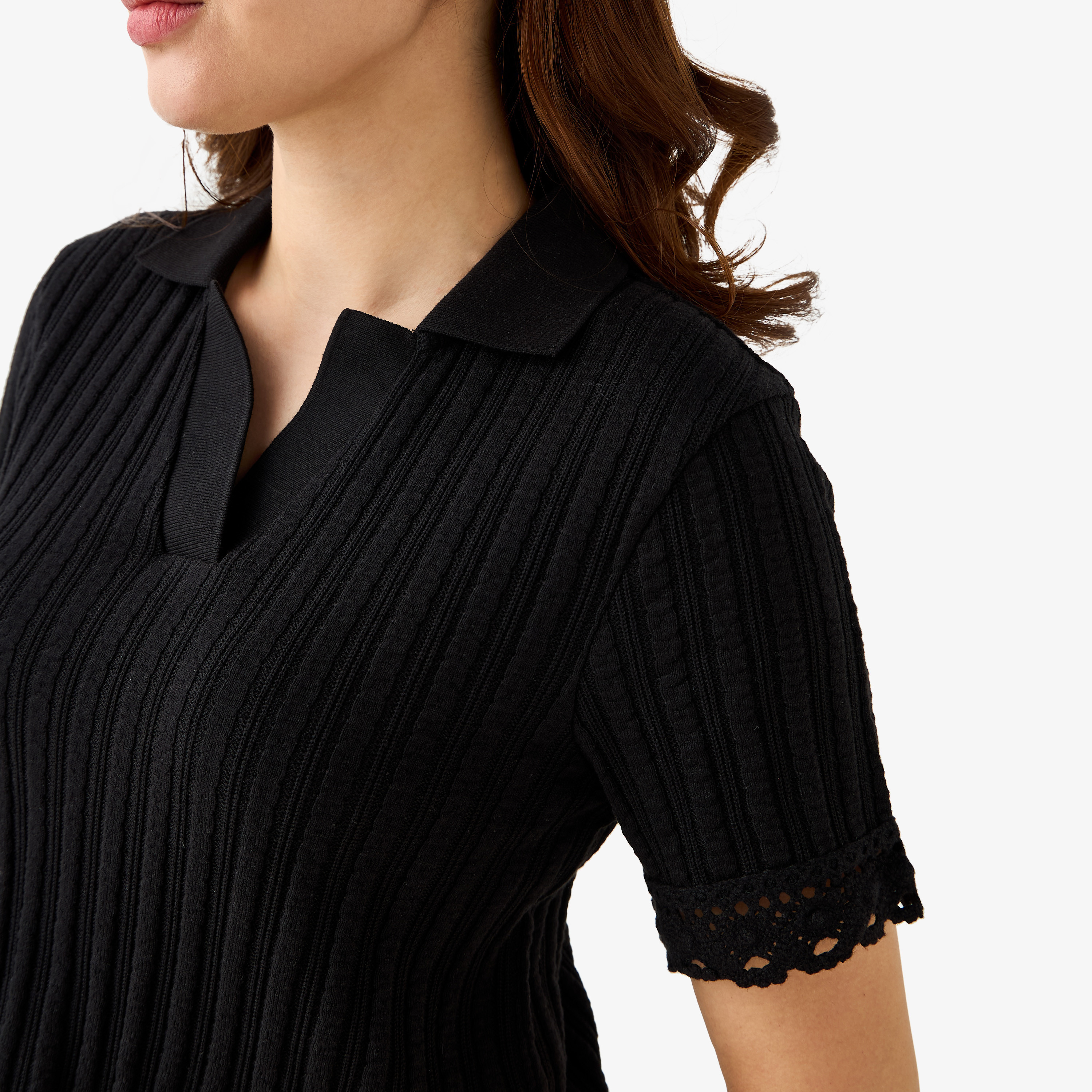 تيشيرت بارز الملمس بقصة عادية من لي كوبر-women-clothing-tshirts-image-5