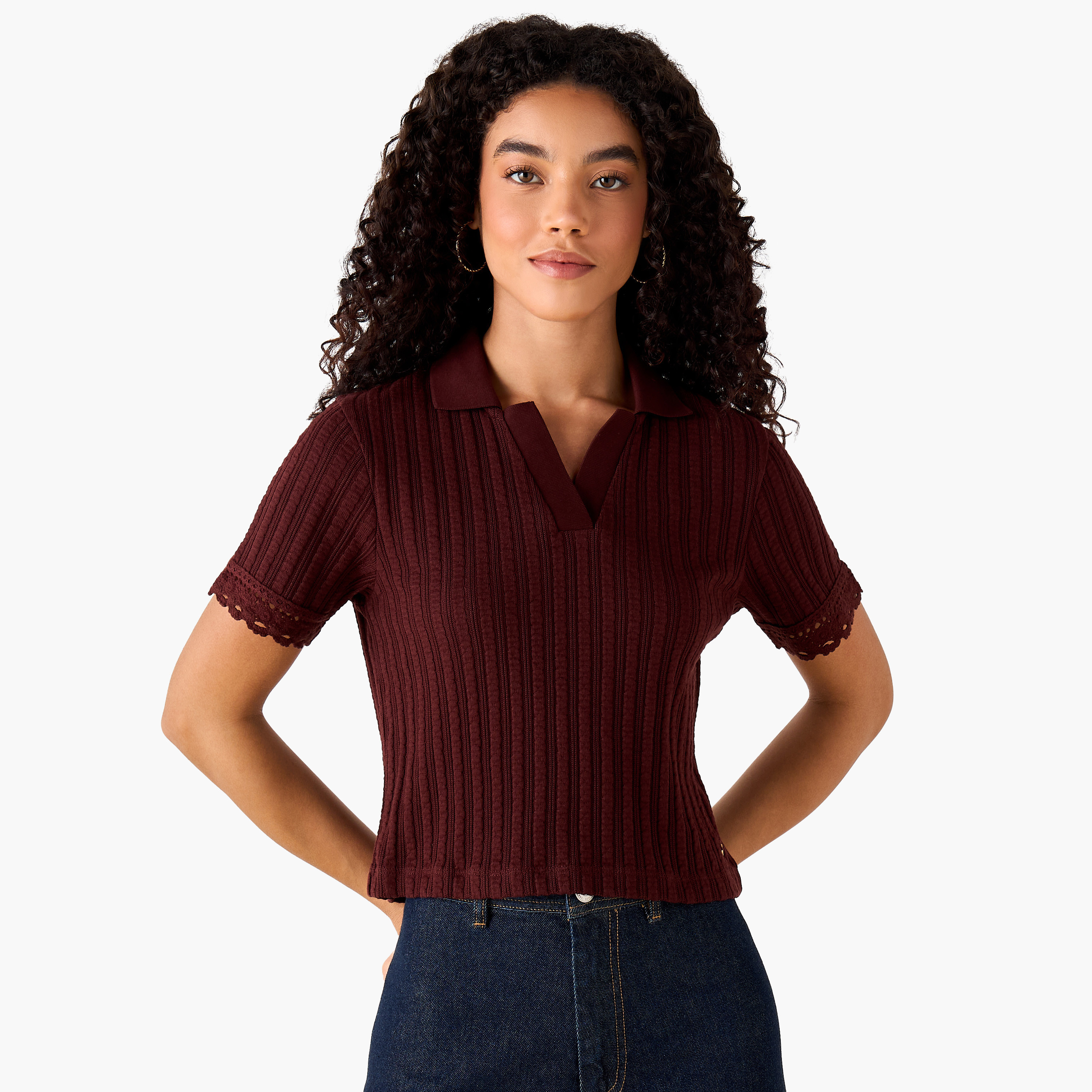تيشيرت بارز الملمس بقصة عادية من لي كوبر-women-clothing-tshirts-image-2