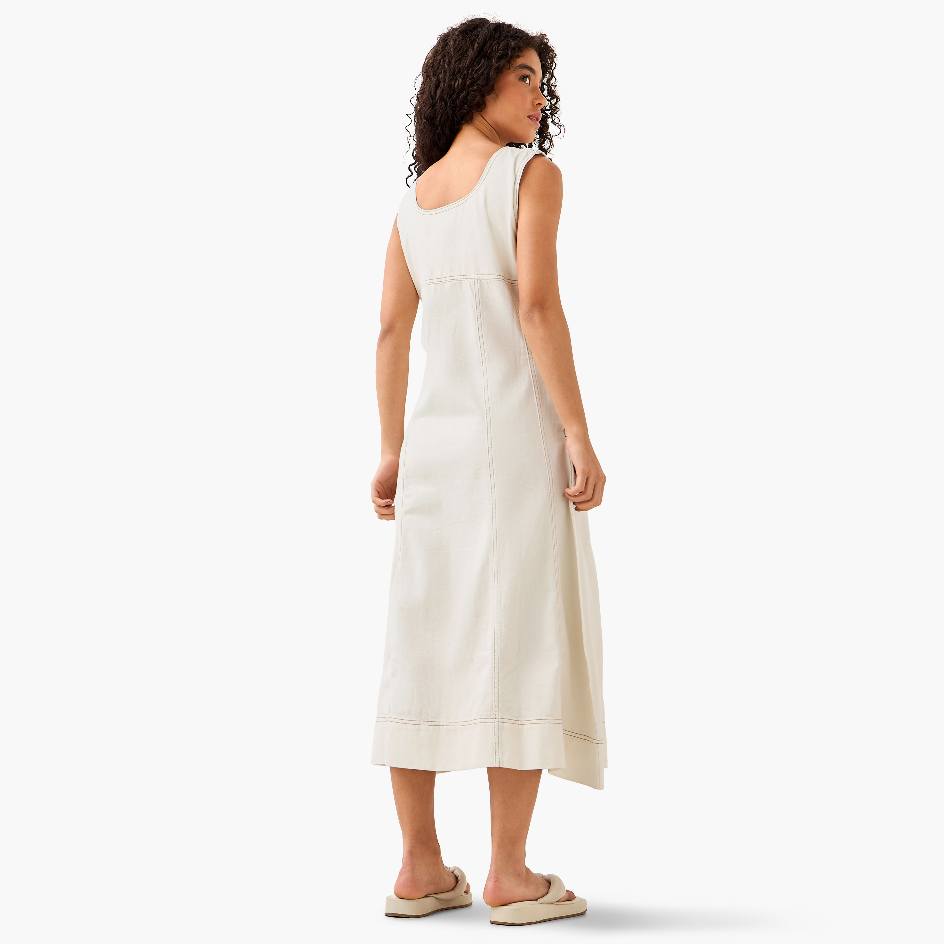 Lee Cooper Denim Midi Dress with Zip Closure-women-clothing-dresses-image-4