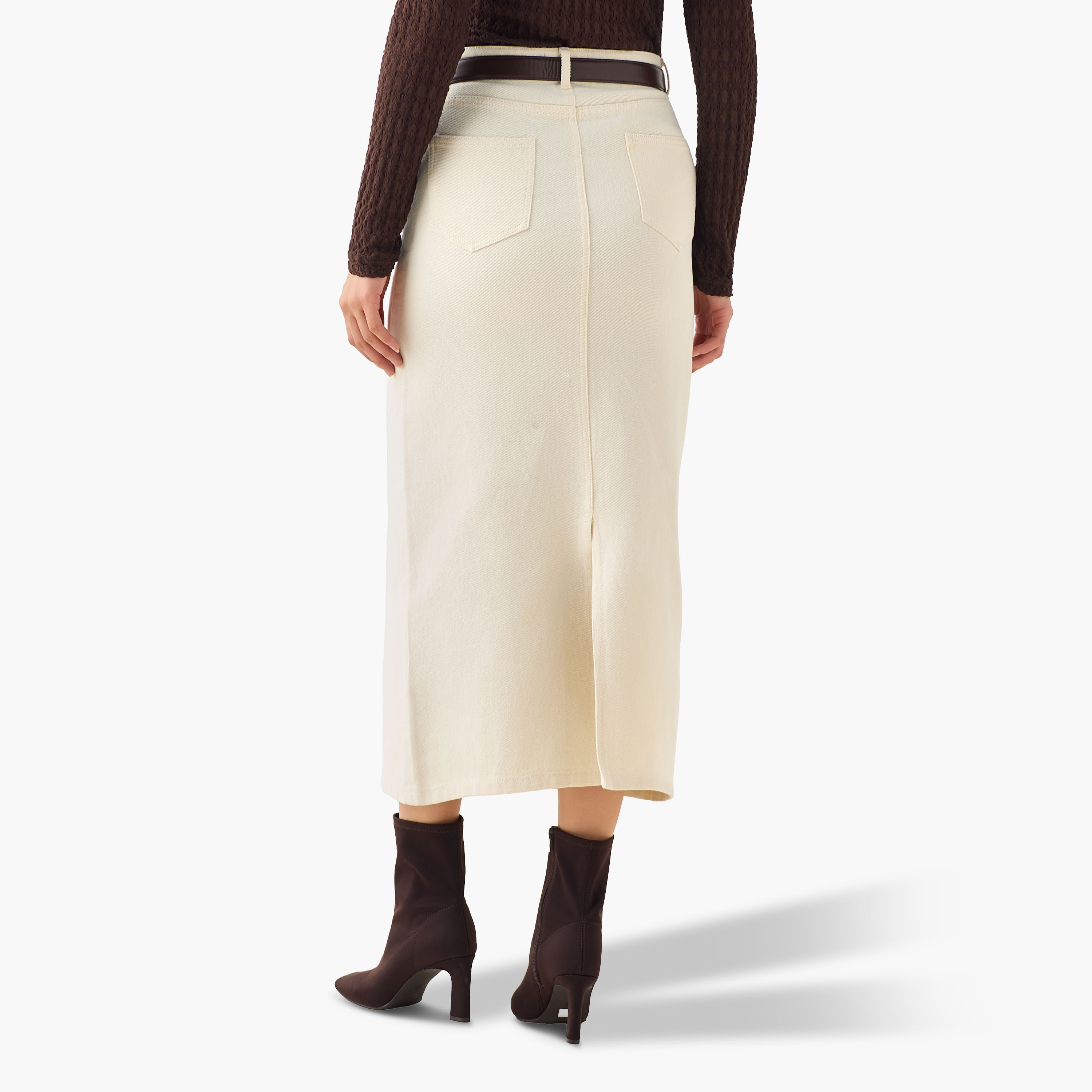 Lee Cooper Midi Cotton Denim Skirt with Slit-women-clothing-bottoms-skirts-image-3