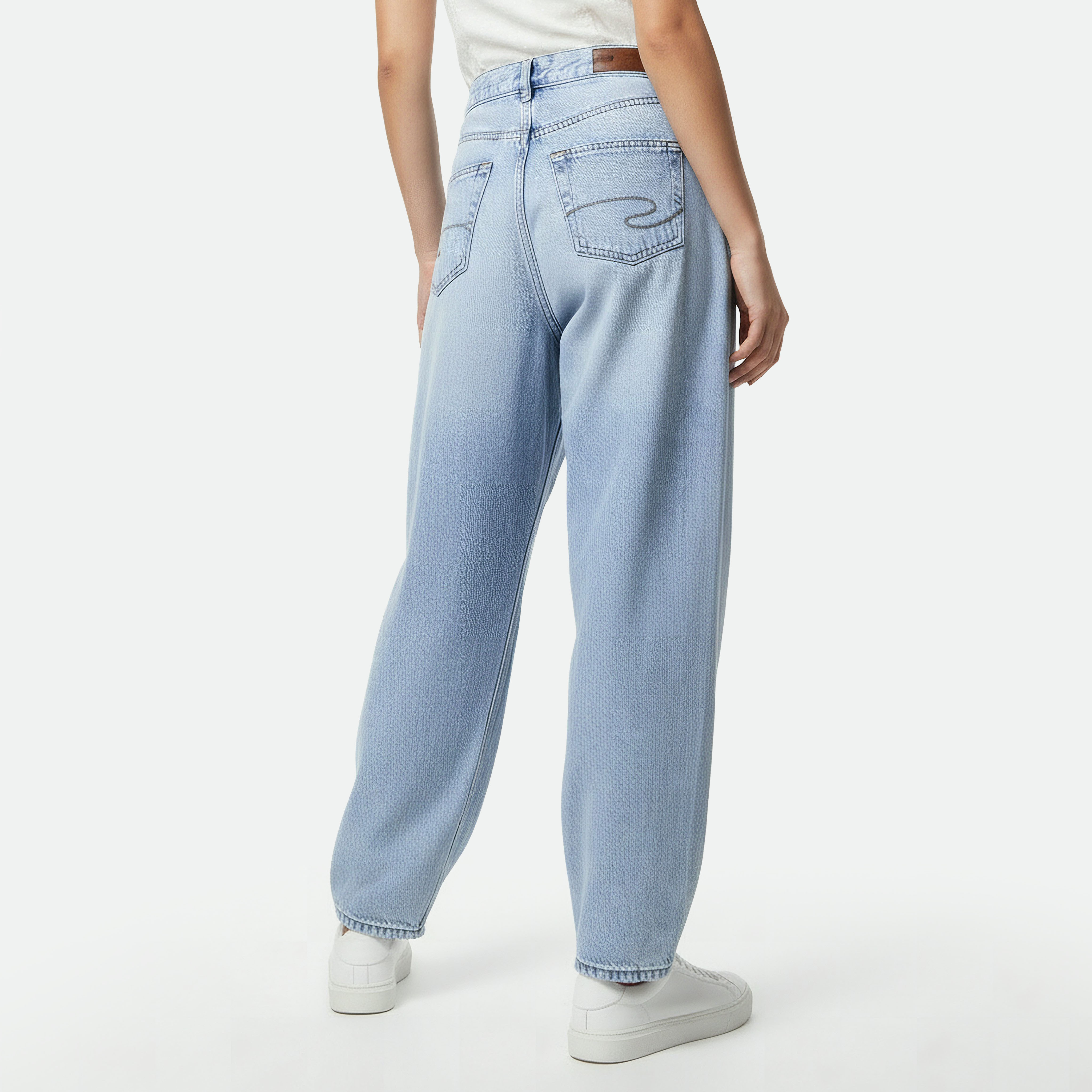 بنطلون جينز قطن بقصة برميل من لي كوبر-women-clothing-bottoms-jeans-image-4