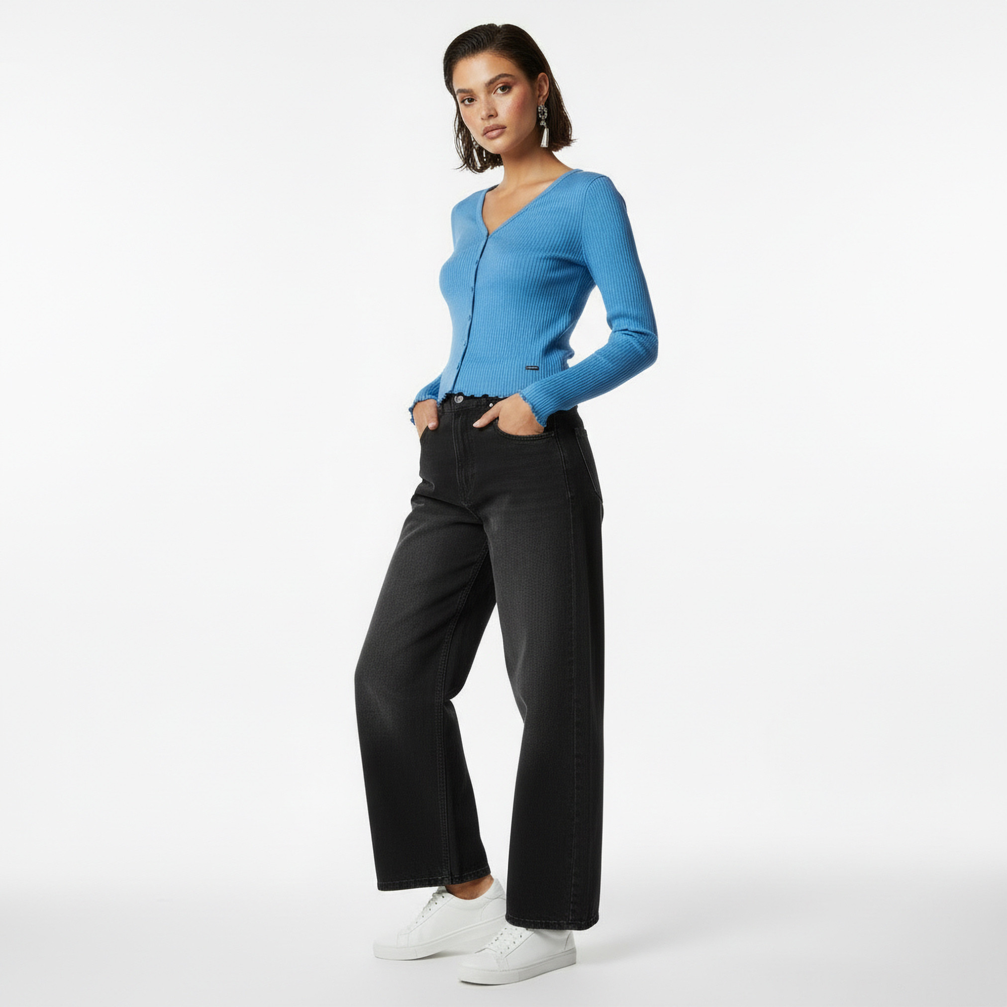 بنطلون جينز قطن بقصة برميل من لي كوبر-women-clothing-bottoms-jeans-image-3