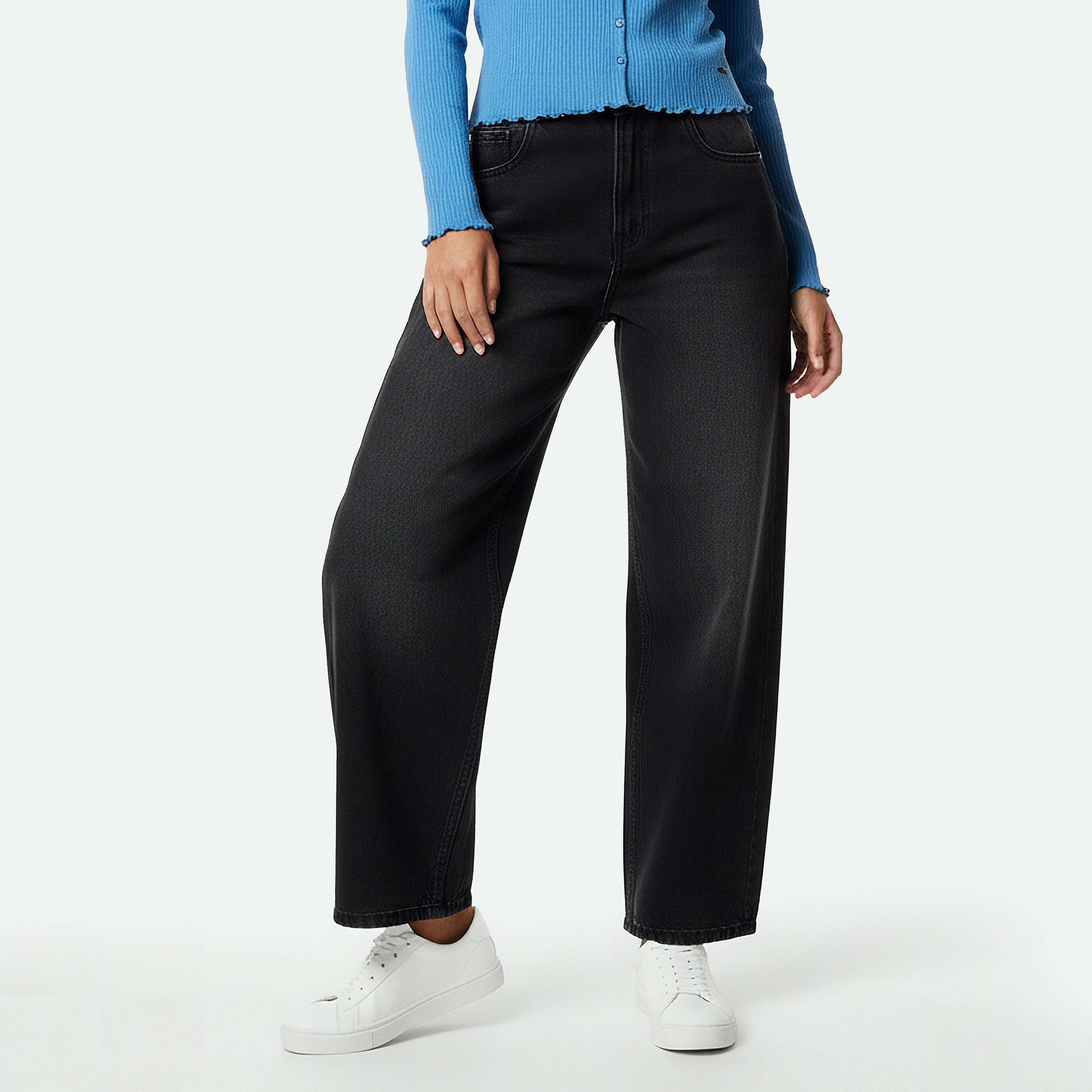 بنطلون جينز قطن بقصة برميل من لي كوبر-women-clothing-bottoms-jeans-image-4