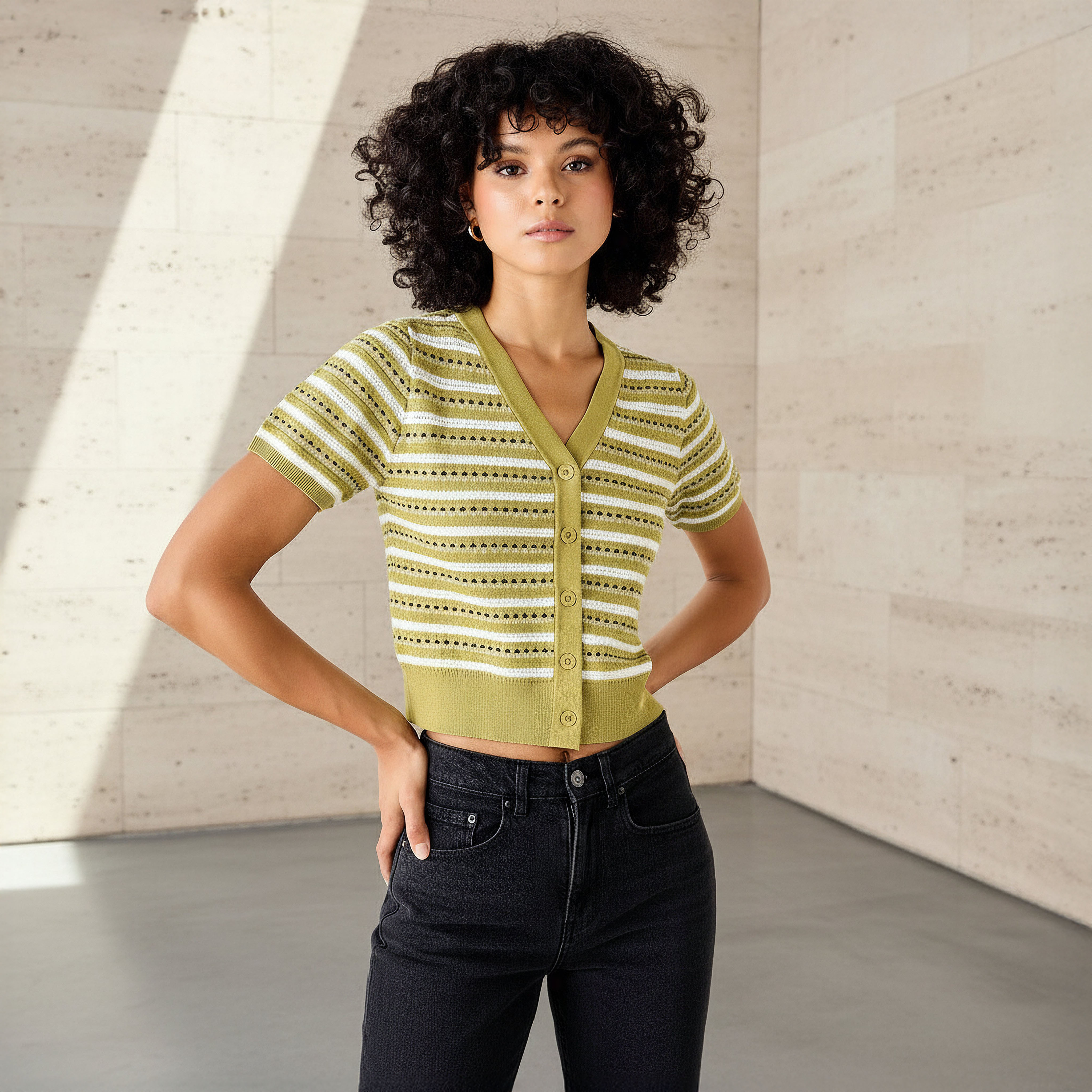 Lee Cooper Regular Fit Cardigan with Stripes-women-winterwear-cardigansandjumpers-cardigans-image-1