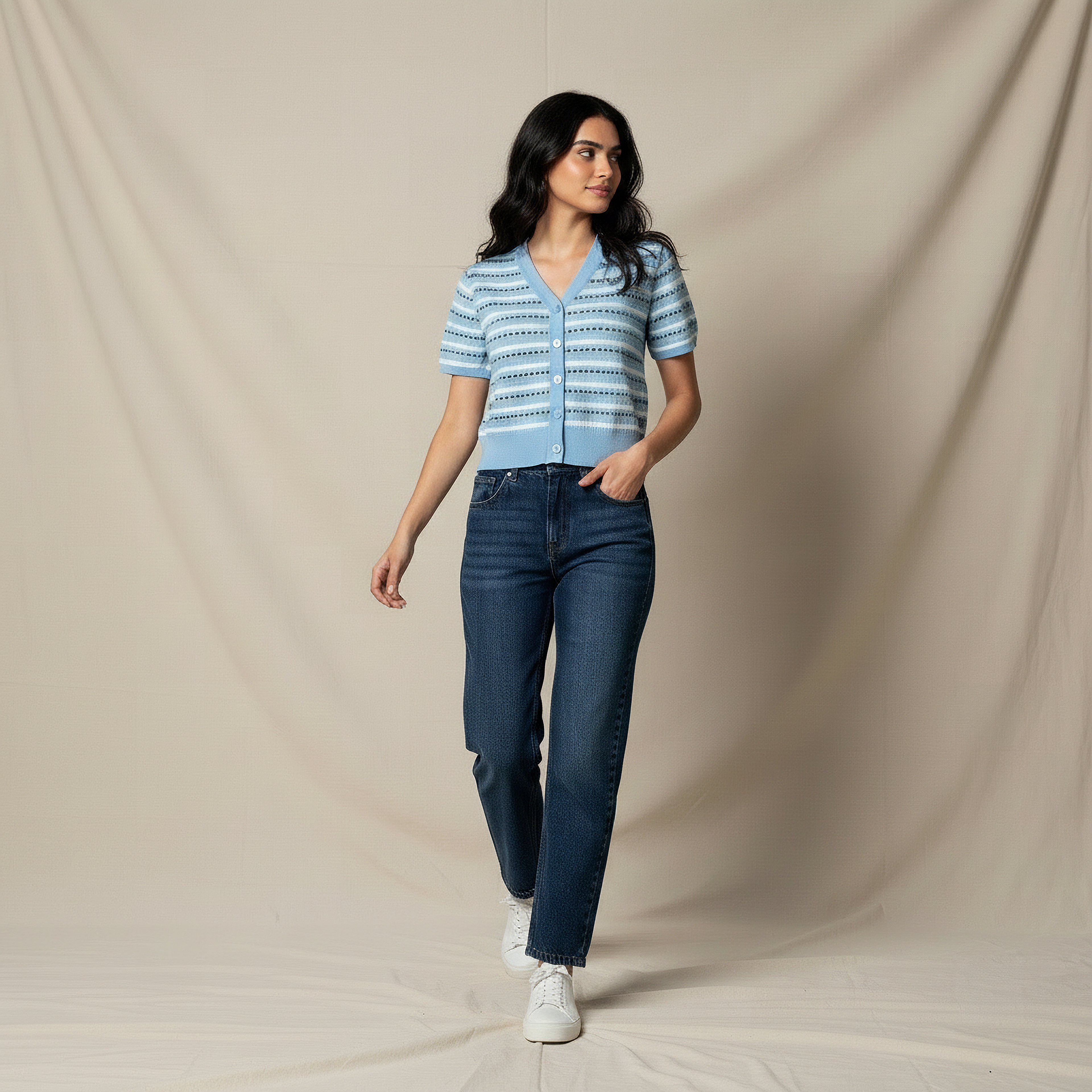 Lee Cooper Regular Fit Cardigan with Stripes-women-winterwear-cardigansandjumpers-cardigans-image-3