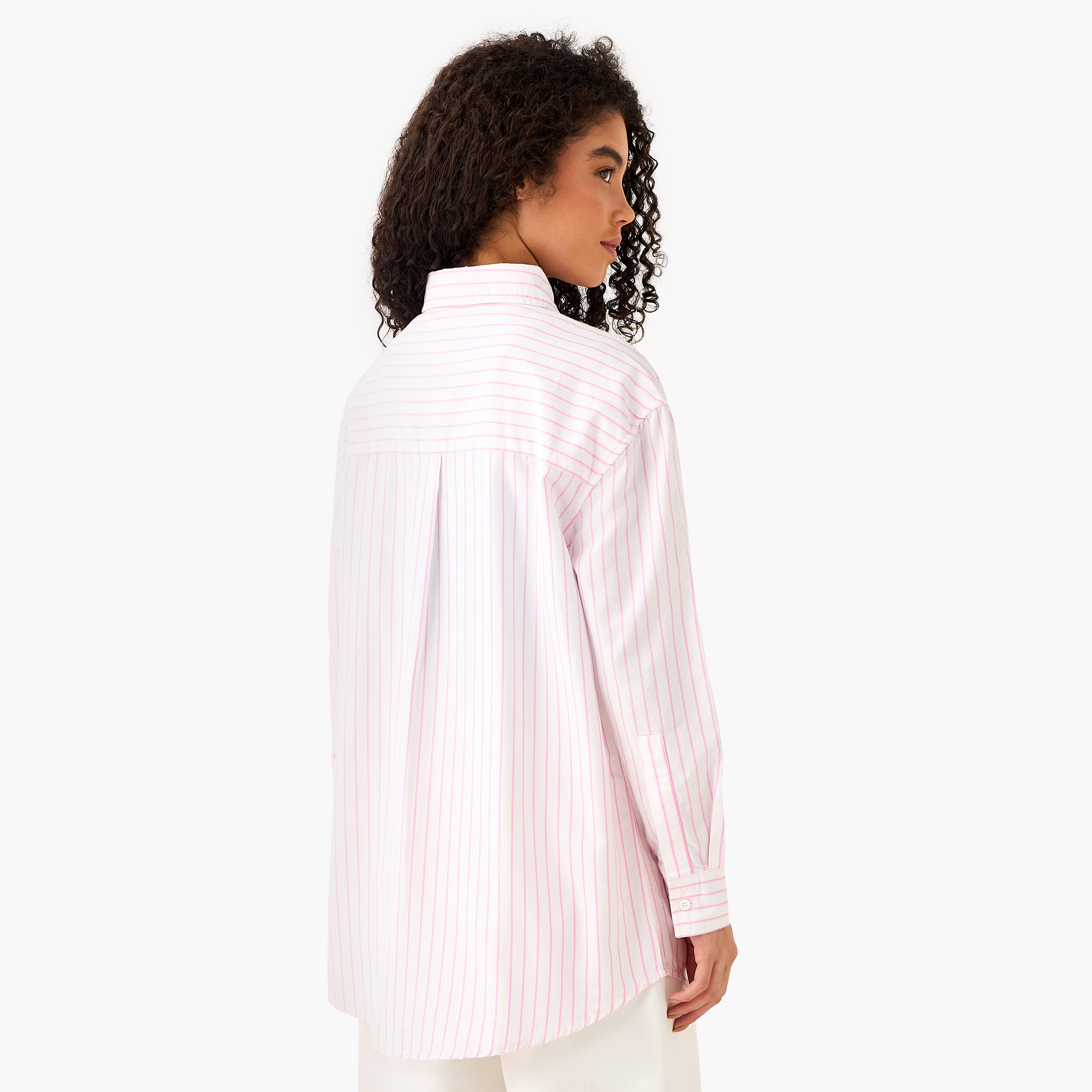 Lee Cooper Cotton Longline Oxford Shirt with Stripes-women-clothing-shirtsandblouses-shirts-image-4