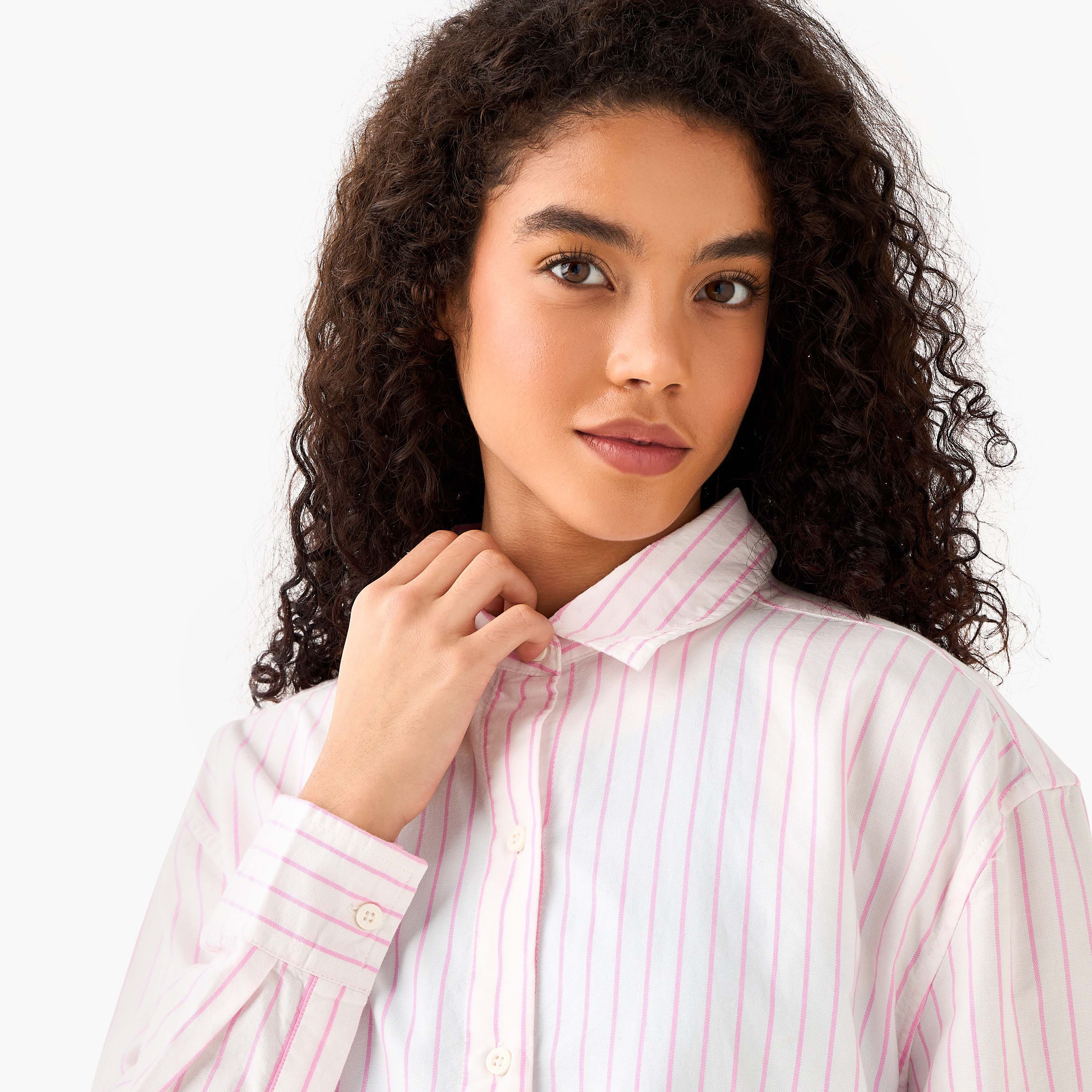 Lee Cooper Cotton Longline Oxford Shirt with Stripes-women-clothing-shirtsandblouses-shirts-image-5