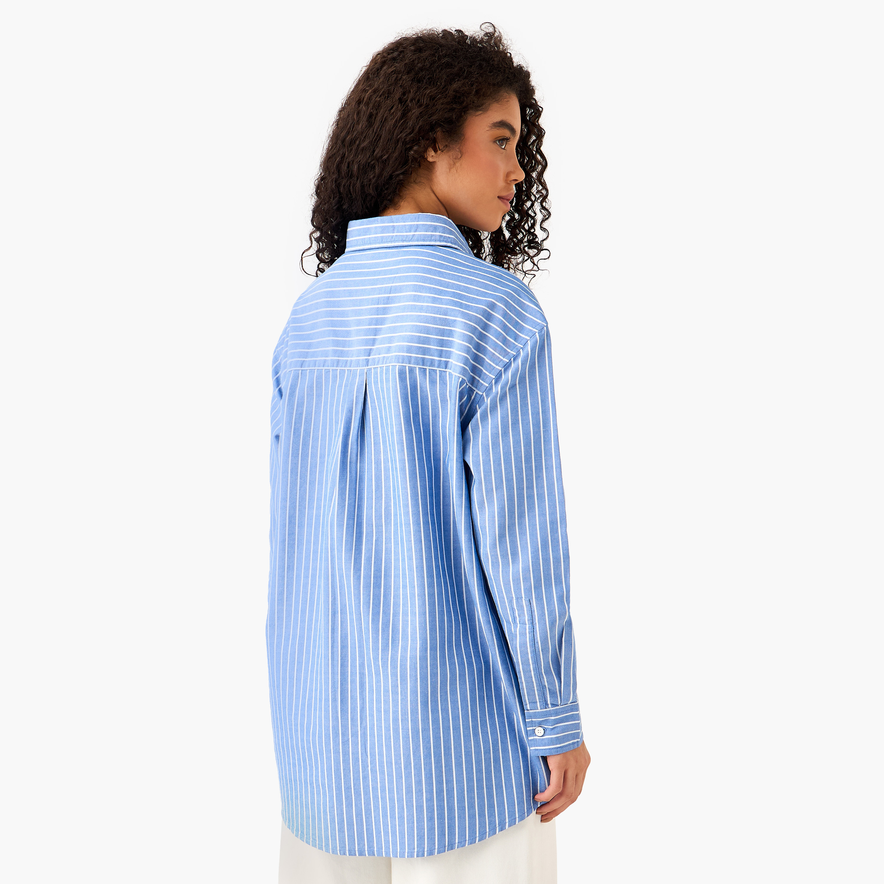 Lee Cooper Cotton Longline Oxford Shirt with Stripes-women-clothing-shirtsandblouses-shirts-image-5