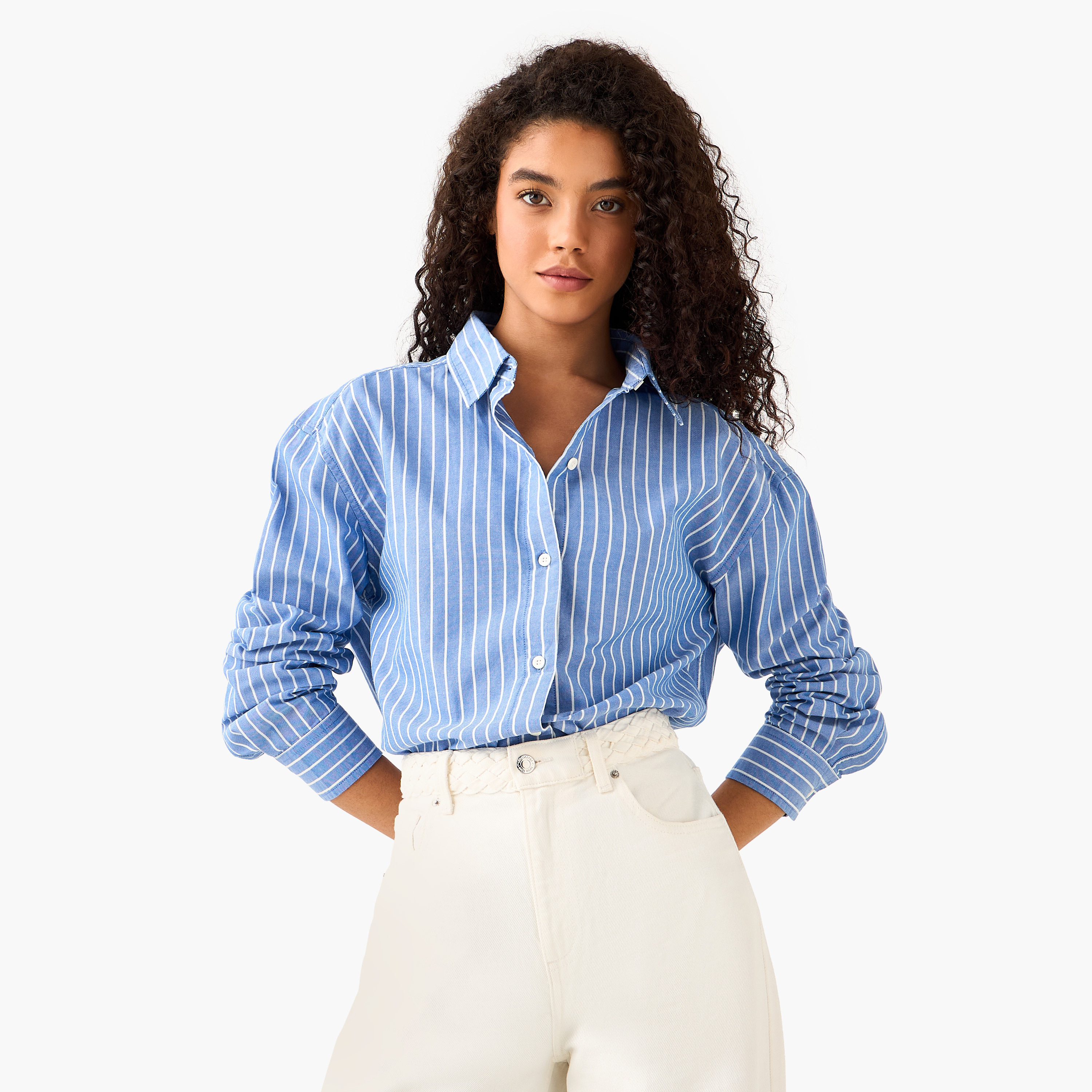 Lee Cooper Cotton Longline Oxford Shirt with Stripes-women-clothing-shirtsandblouses-shirts-image-8