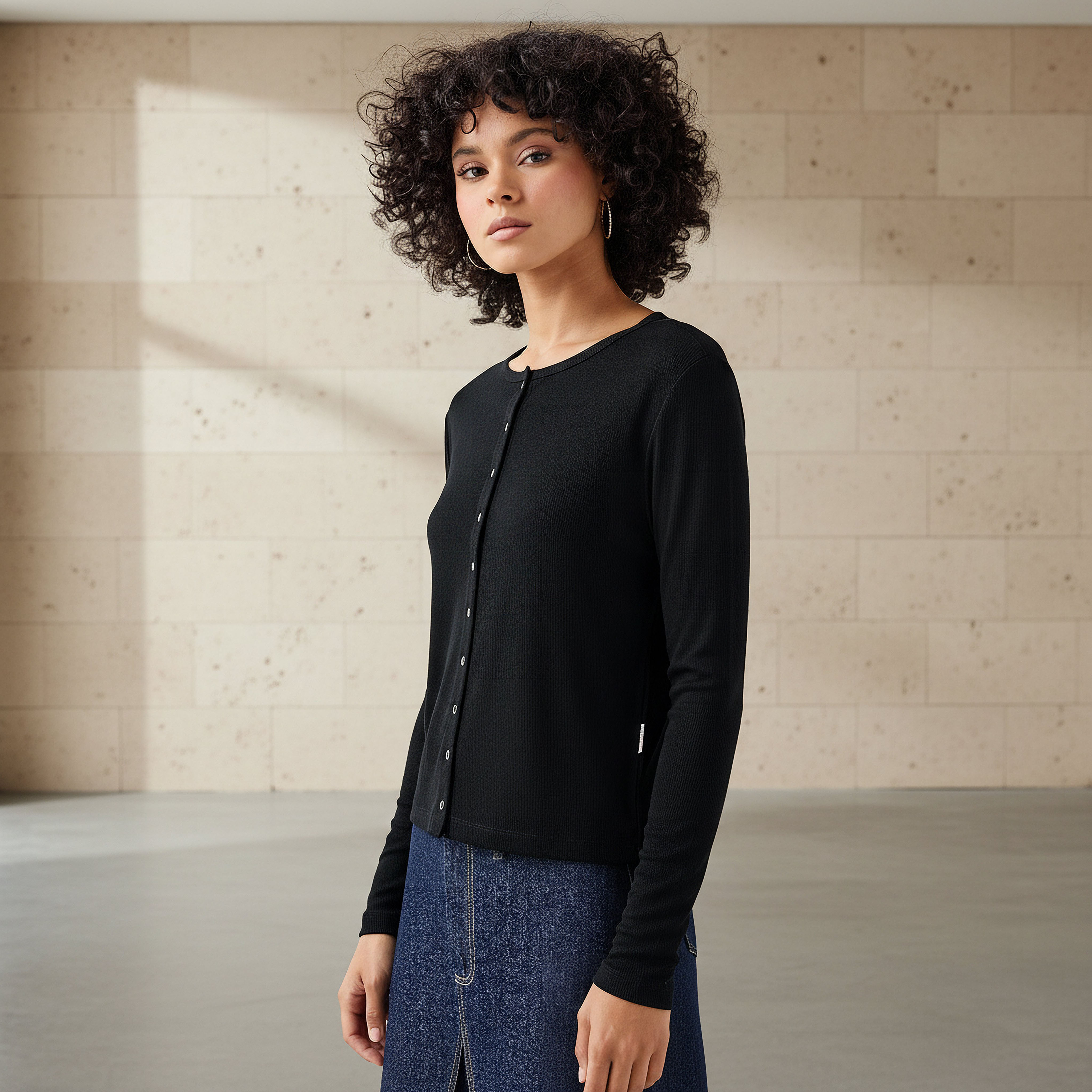 Lee Cooper Henley Top with Ribbed Texture and Round Neck-women-clothing-shirtsandblouses-blouses-image-1