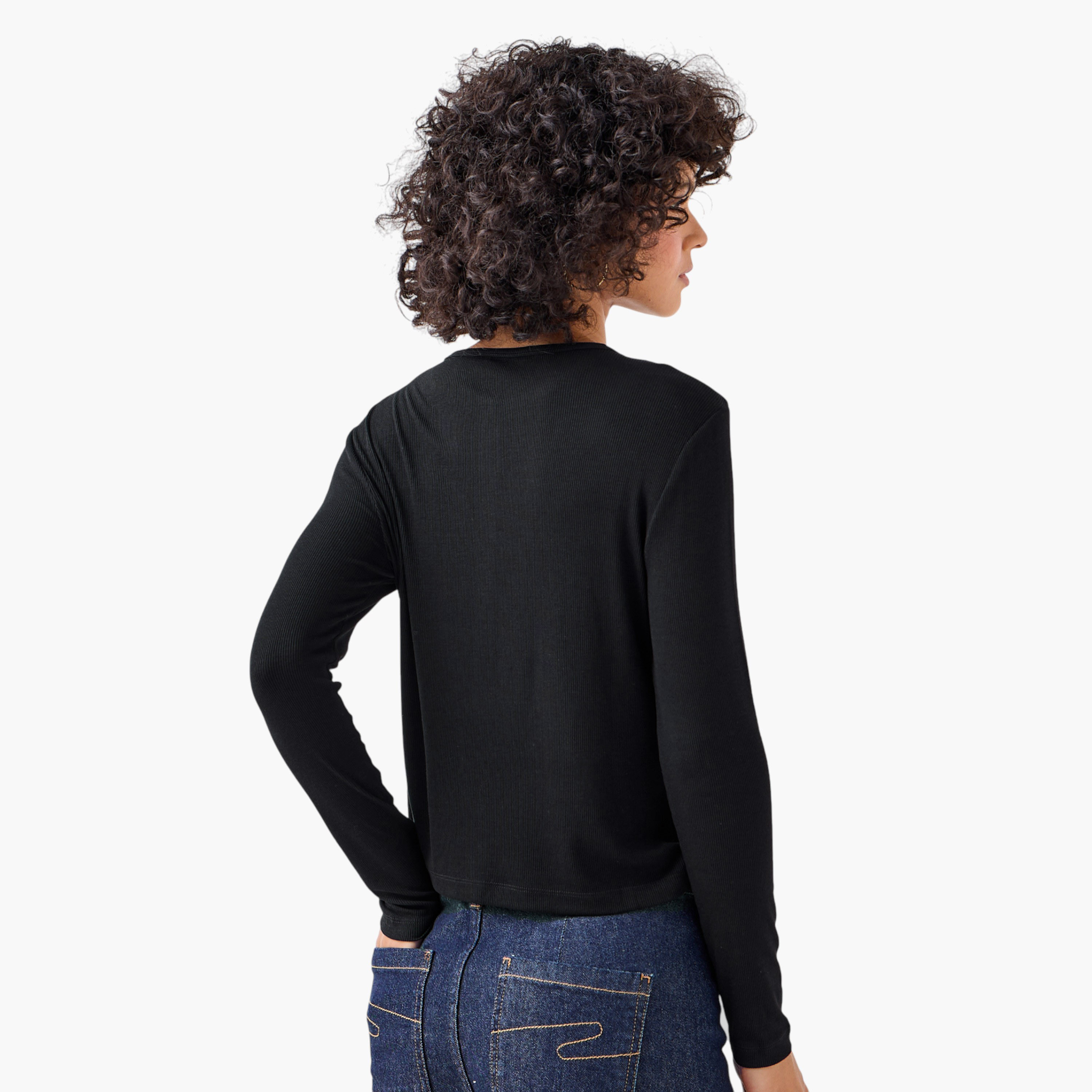Lee Cooper Henley Top with Ribbed Texture and Round Neck-women-clothing-shirtsandblouses-blouses-image-3