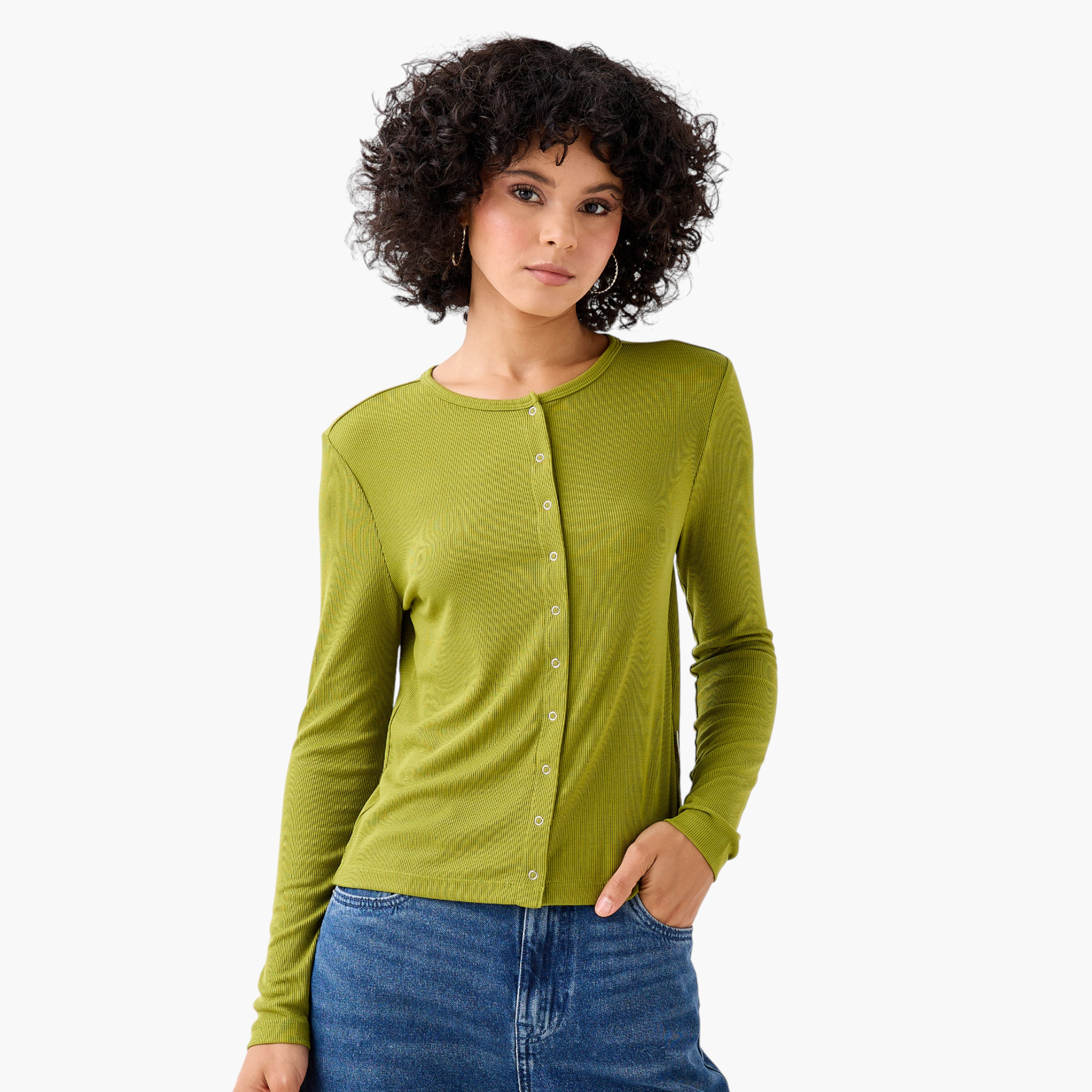 Lee Cooper Henley Top with Ribbed Texture and Round Neck-women-clothing-shirtsandblouses-blouses-image-1