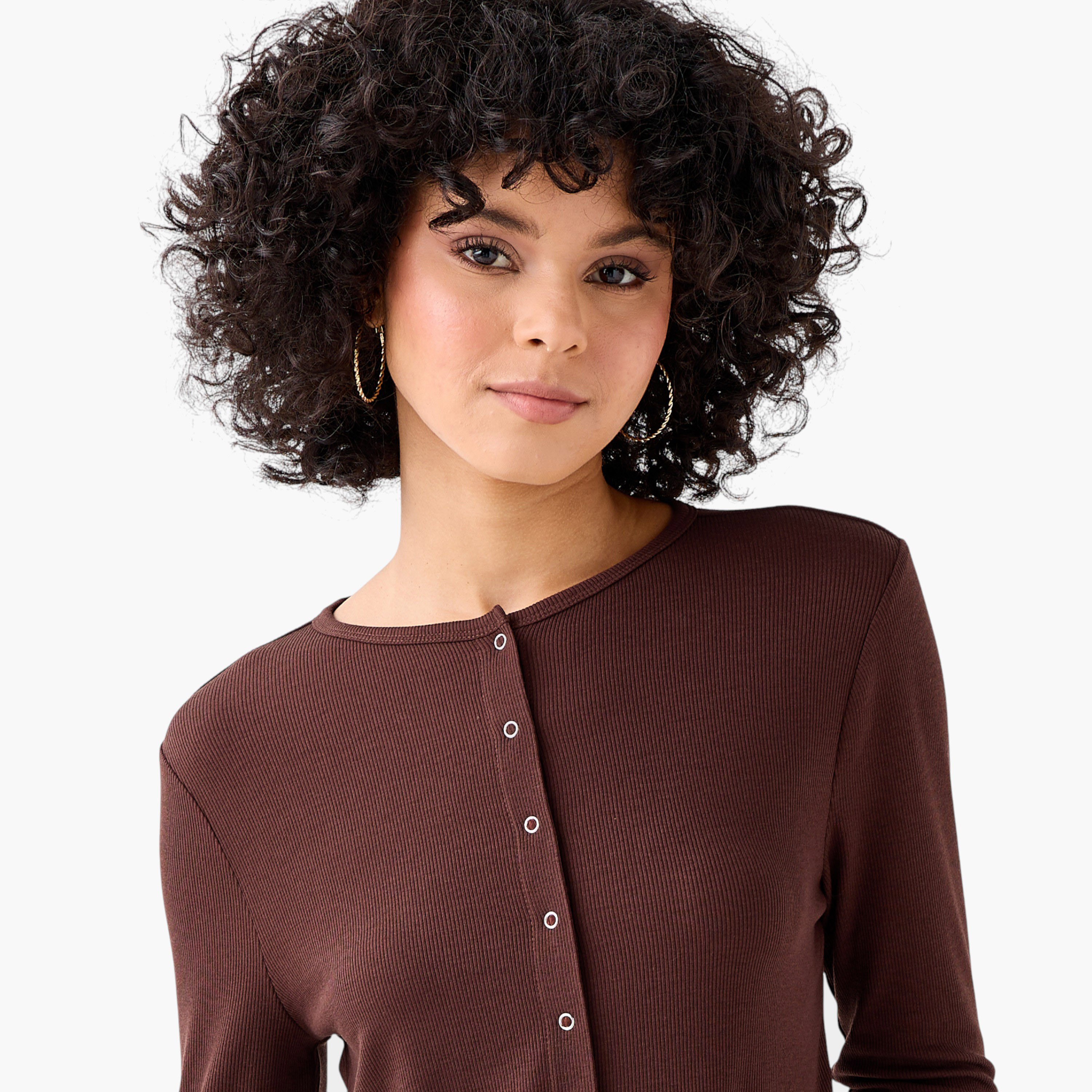 Lee Cooper Henley Top with Ribbed Texture and Round Neck-women-clothing-shirtsandblouses-blouses-image-5