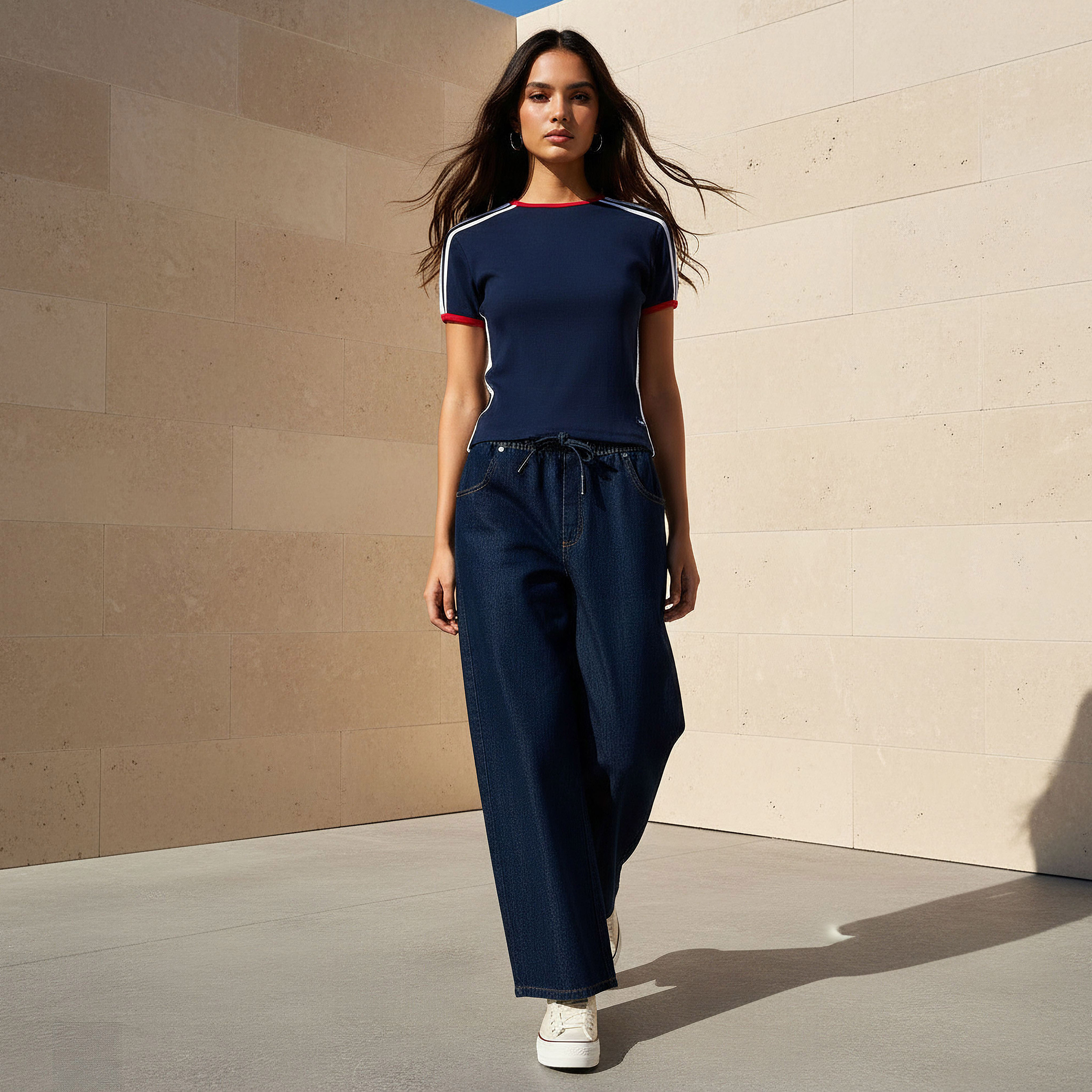 تيشيرت بقصة عادية وتفاصيل شريط من لي كوبر-women-clothing-tshirts-image-3