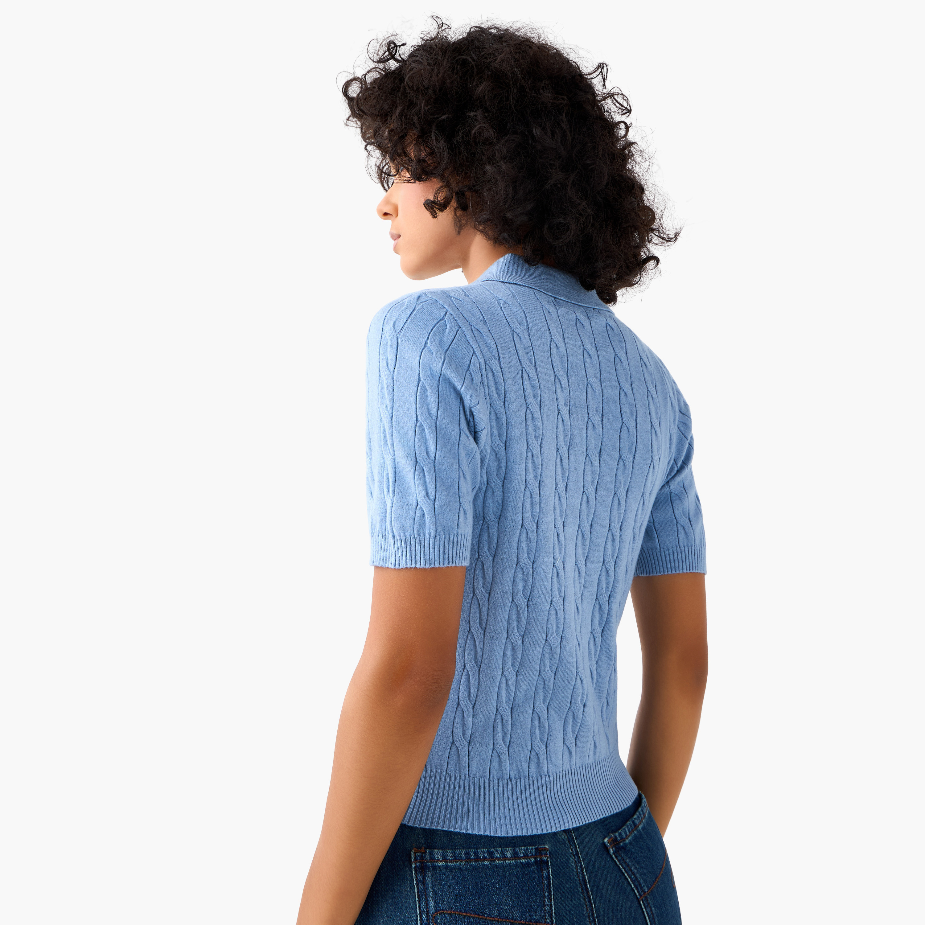 تيشيرت بولو بقصّة عادية وتصميم محبوك من لي كوبر-women-clothing-tshirts-image-5