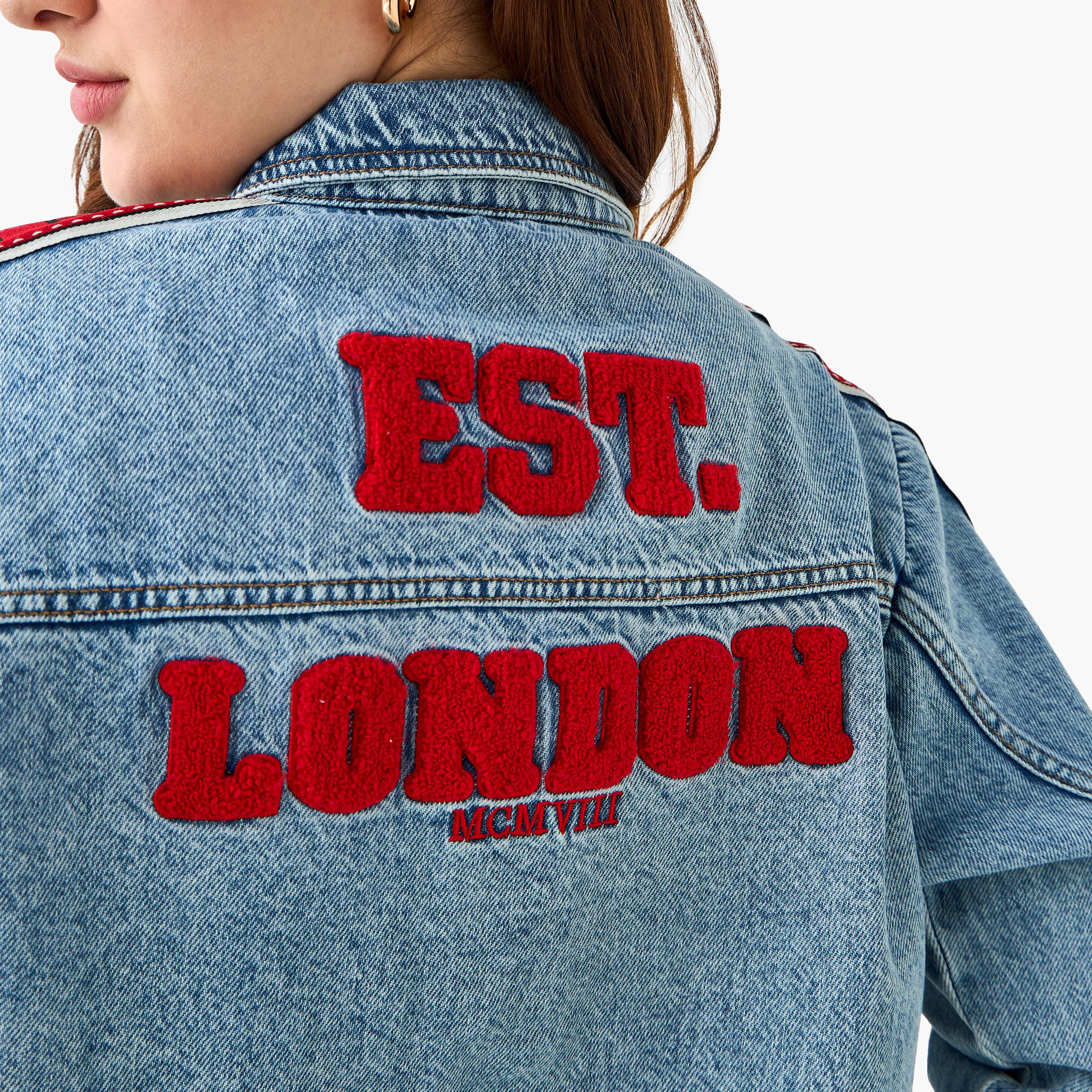 Lee Cooper Denim Jacket with Embroidery Detail-women-winterwear-coatsandjackets-jackets-image-6