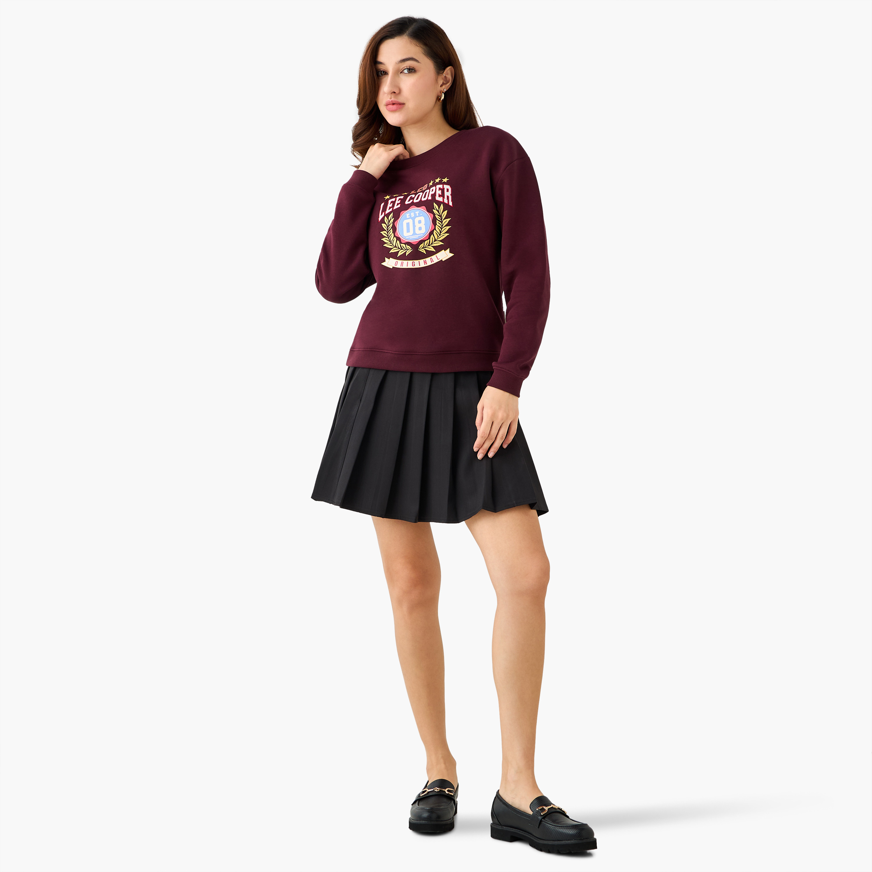 Lee Cooper Regular Fit Sweatshirt with Print-women-winterwear-hoodiesandsweatshirts-sweatshirts-image-2