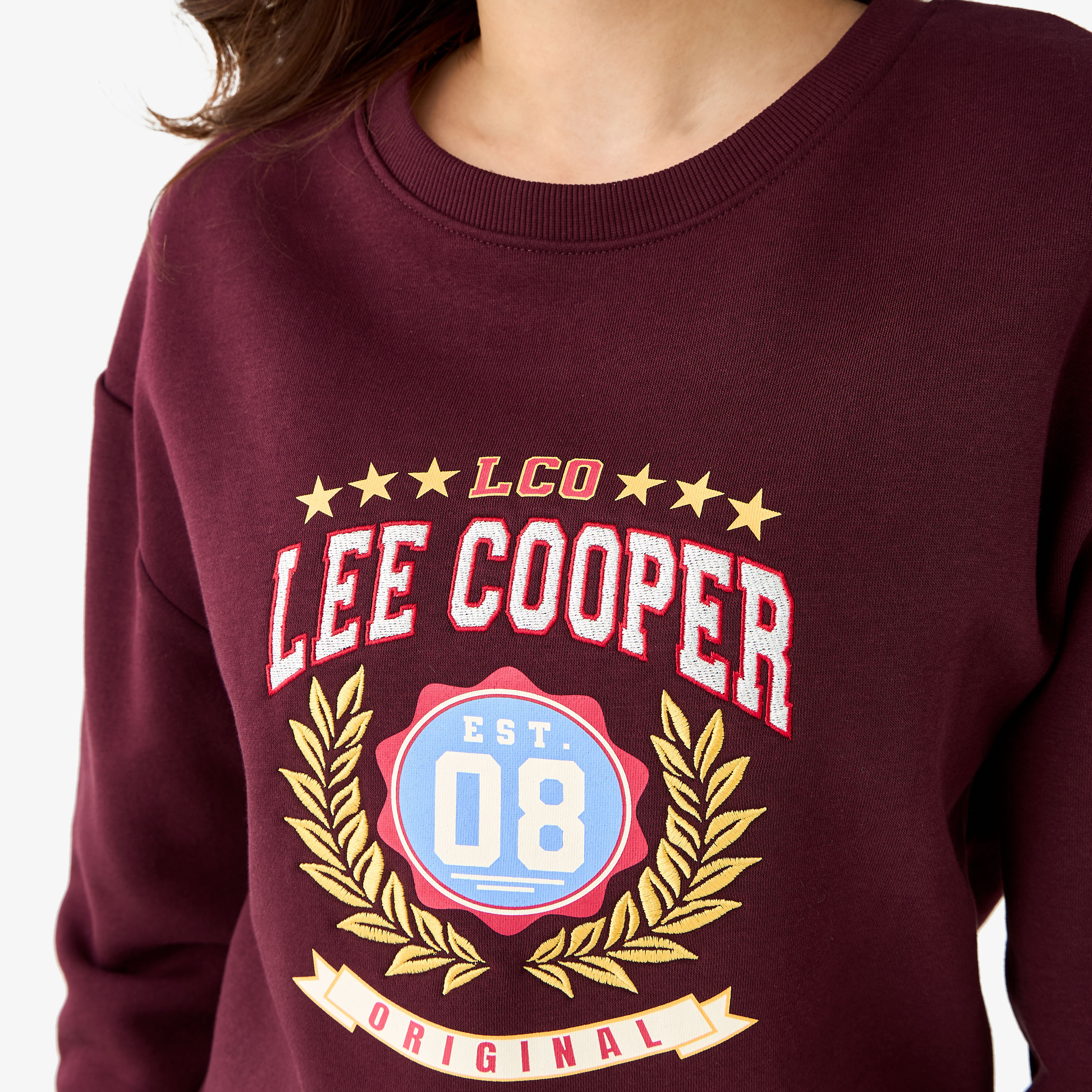 Lee Cooper Regular Fit Sweatshirt with Print-women-winterwear-hoodiesandsweatshirts-sweatshirts-image-5
