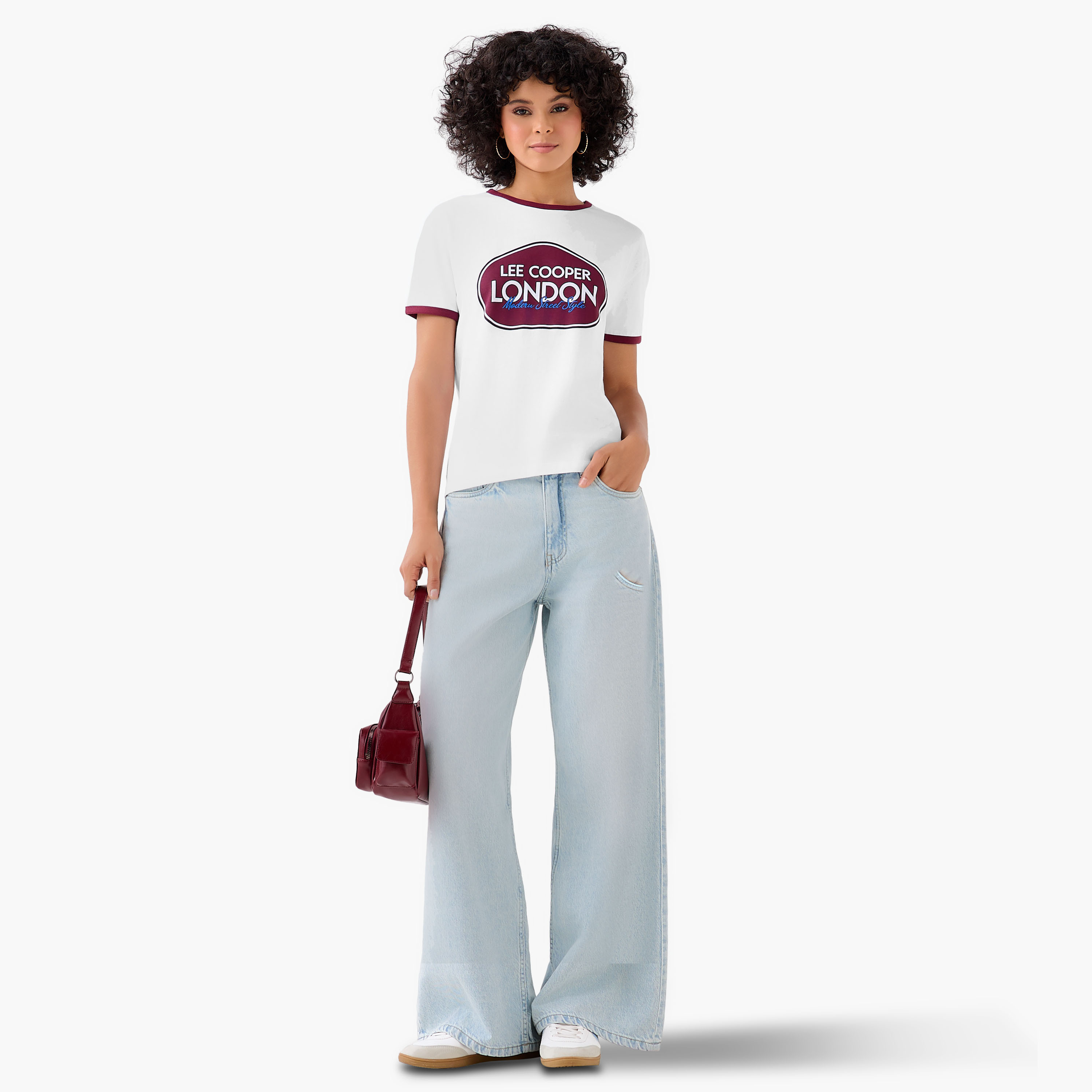 Lee Cooper Regular Fit Cotton T-shirt with Logo Print-women-clothing-tshirts-image-2