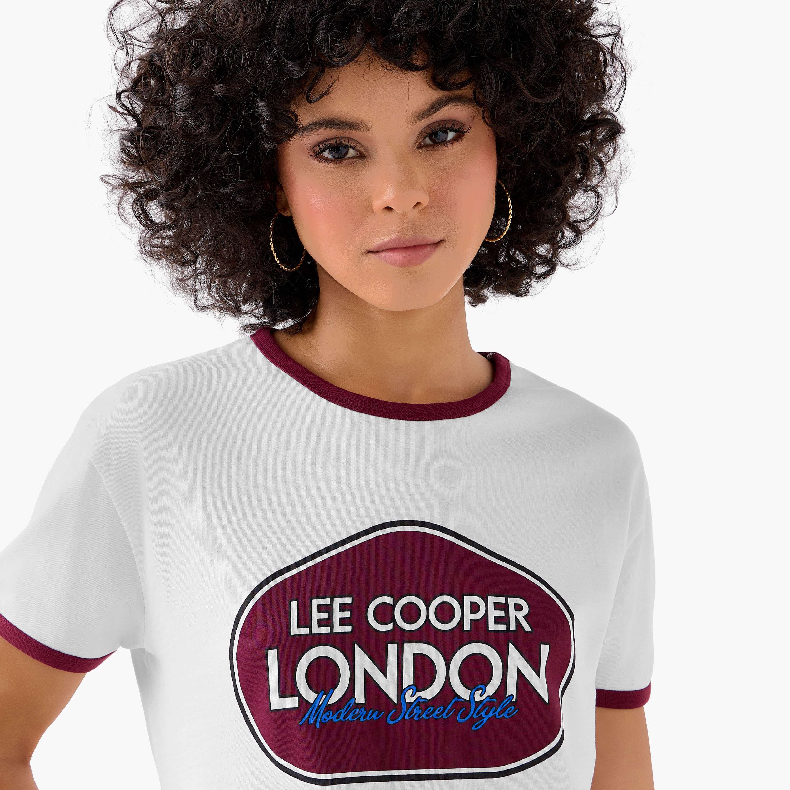 Lee Cooper Regular Fit Cotton T-shirt with Logo Print-women-clothing-tshirts-image-4