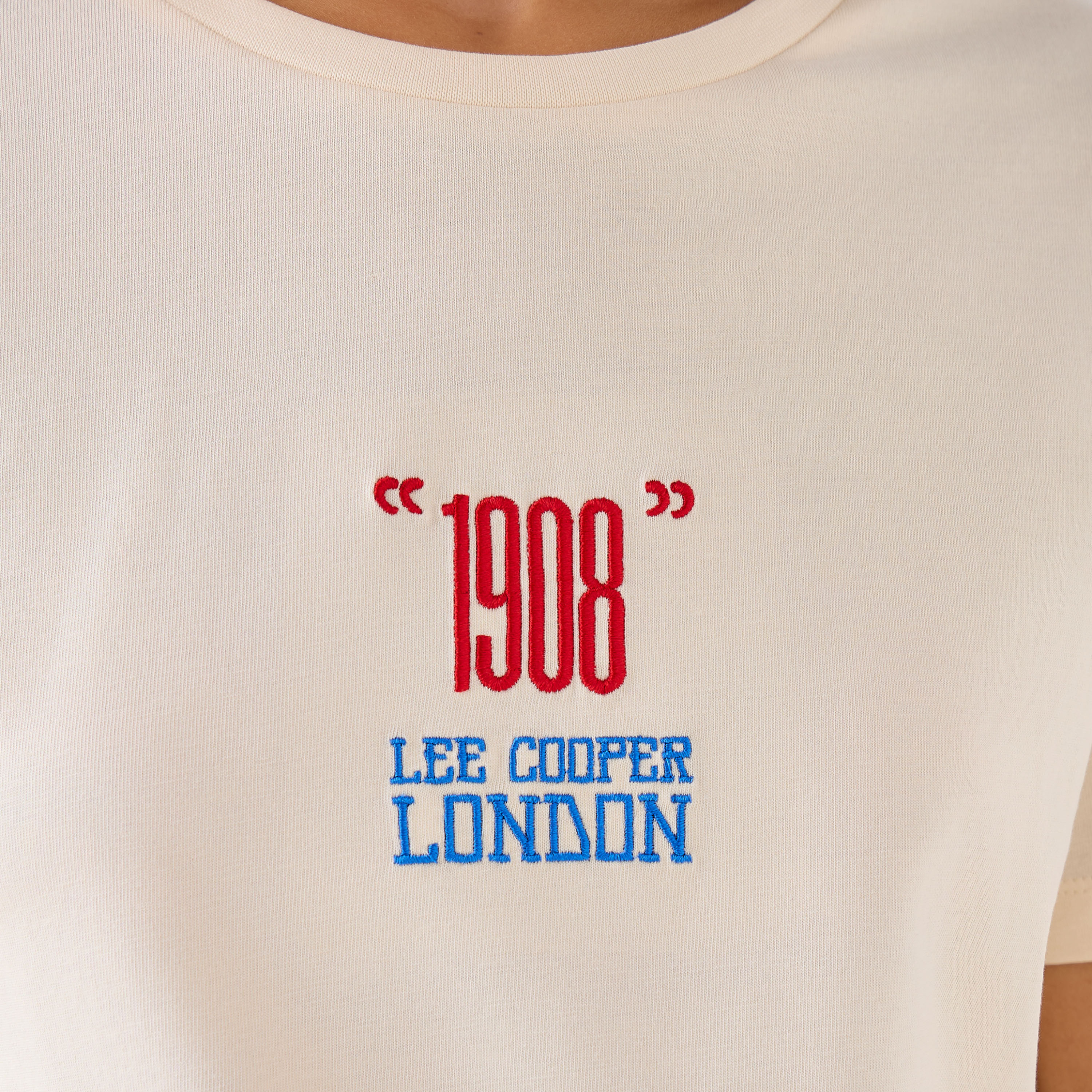 Lee Cooper Regular Fit Cotton T-shirt with Embroidered Logo-women-clothing-tshirts-image-5