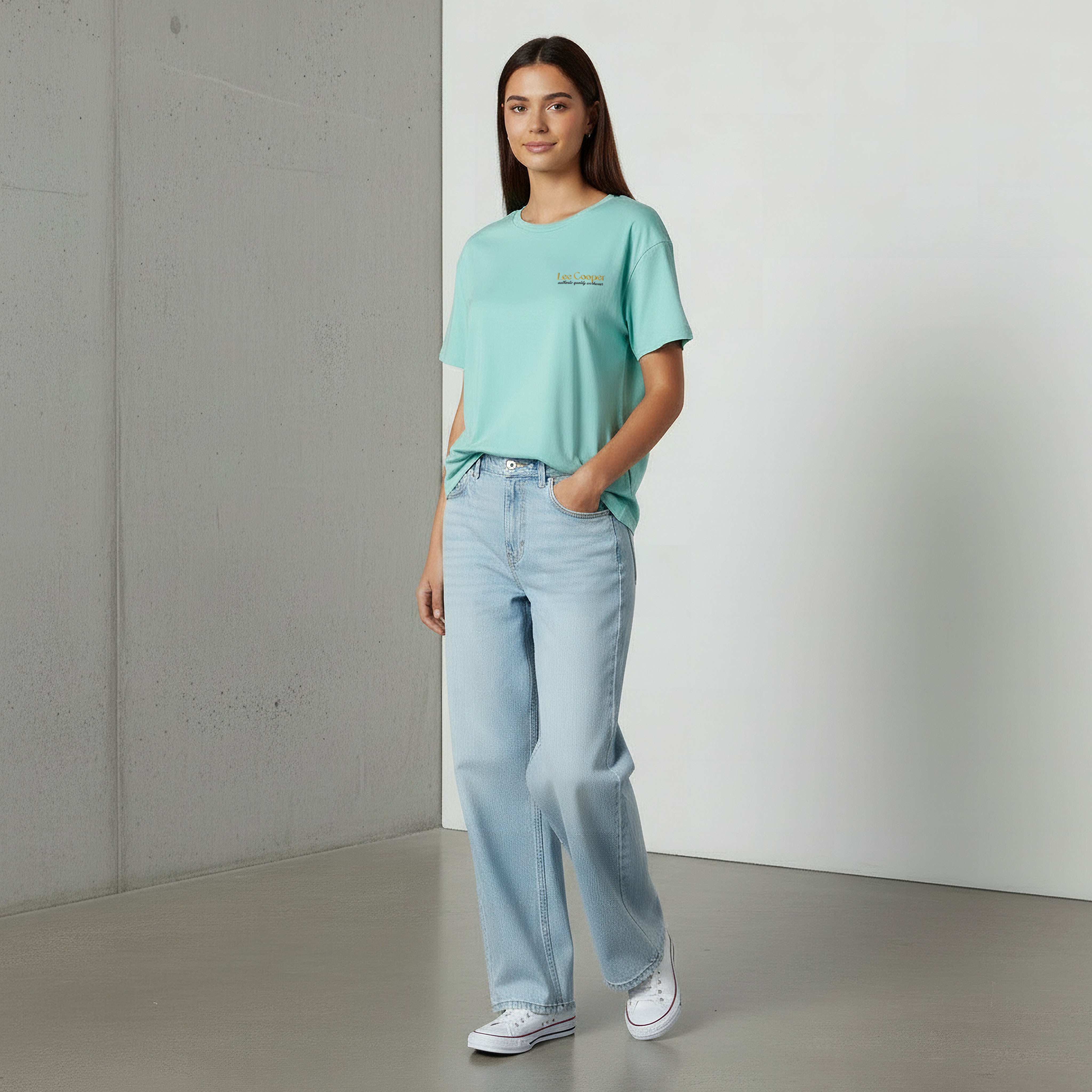 Lee Cooper Regular Fit Cotton T-shirt with Print-women-clothing-tshirts-image-2