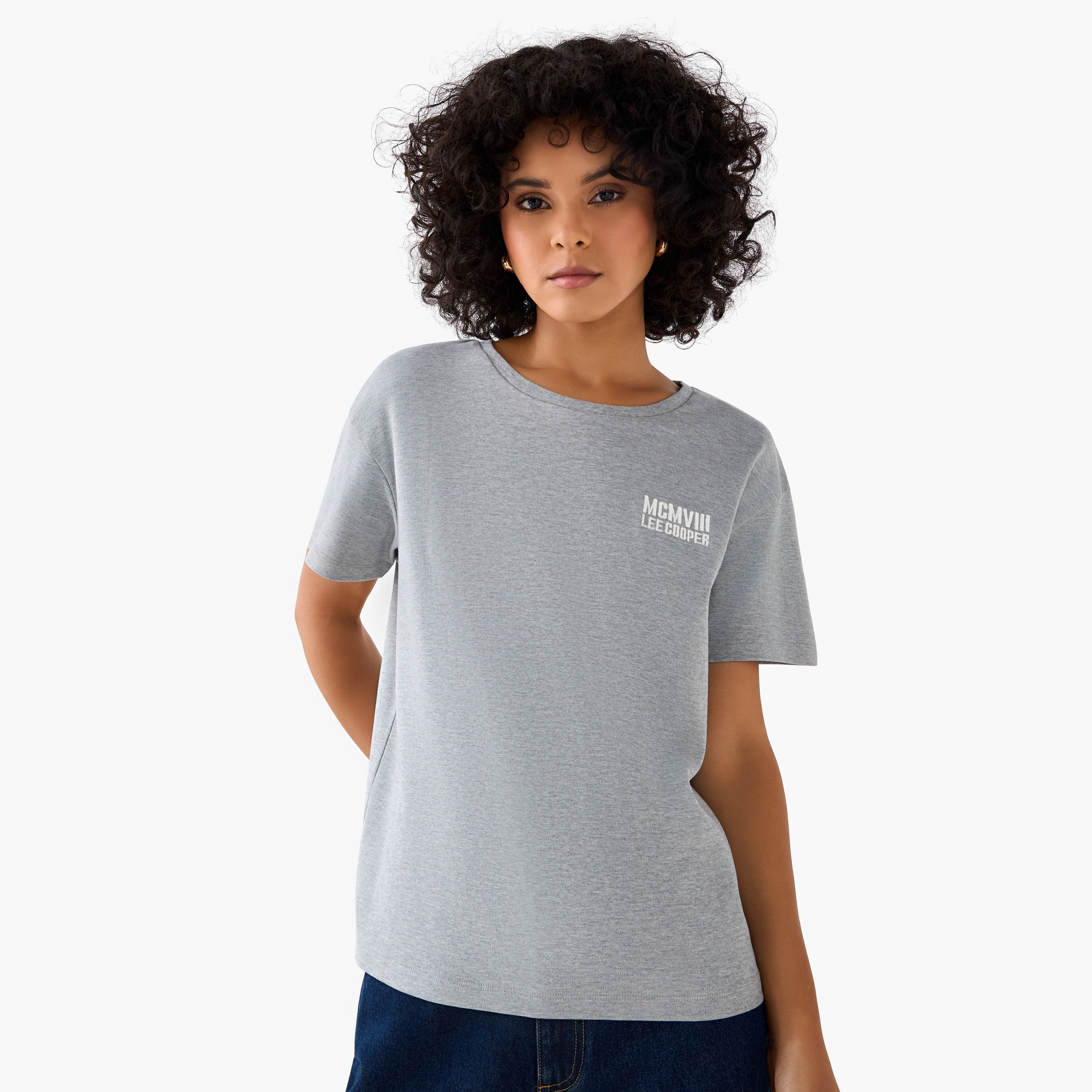 Lee Cooper Regular Fit Cotton T-shirt with Print-women-clothing-tshirts-image-5