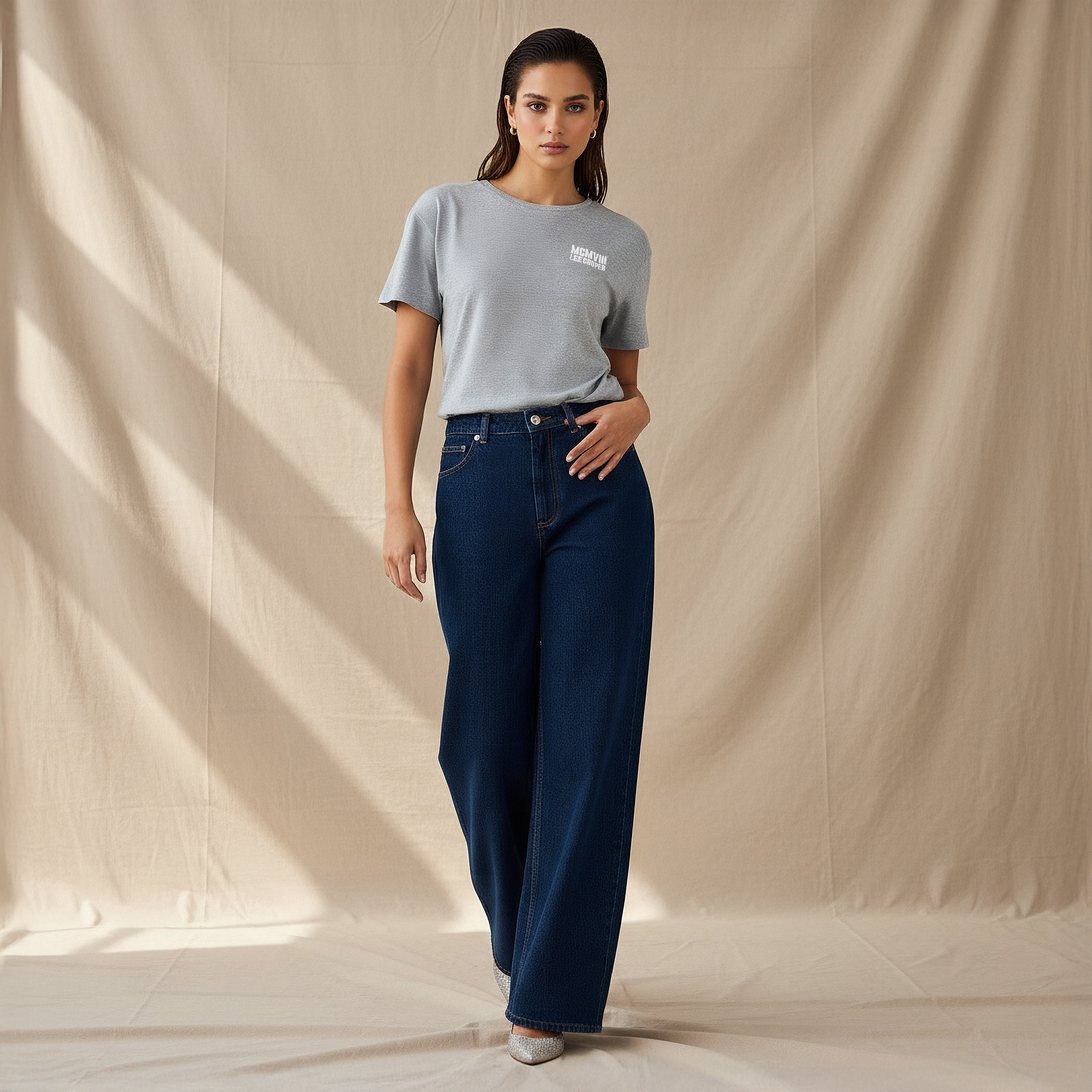 Lee Cooper Regular Fit Cotton T-shirt with Print-women-clothing-tshirts-image-2