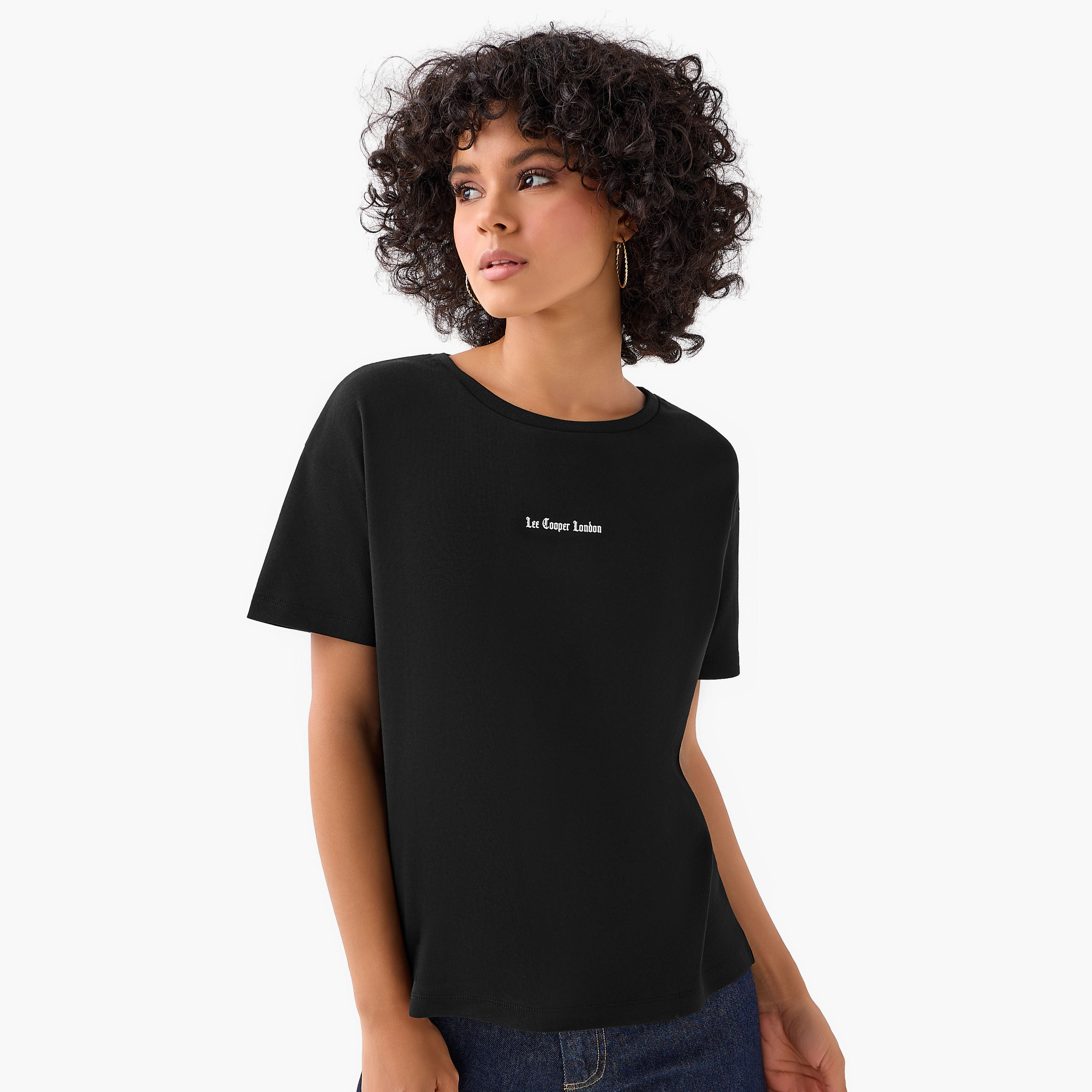 Lee Cooper Regular Fit Cotton T-shirt with Print-women-clothing-tshirts-image-3