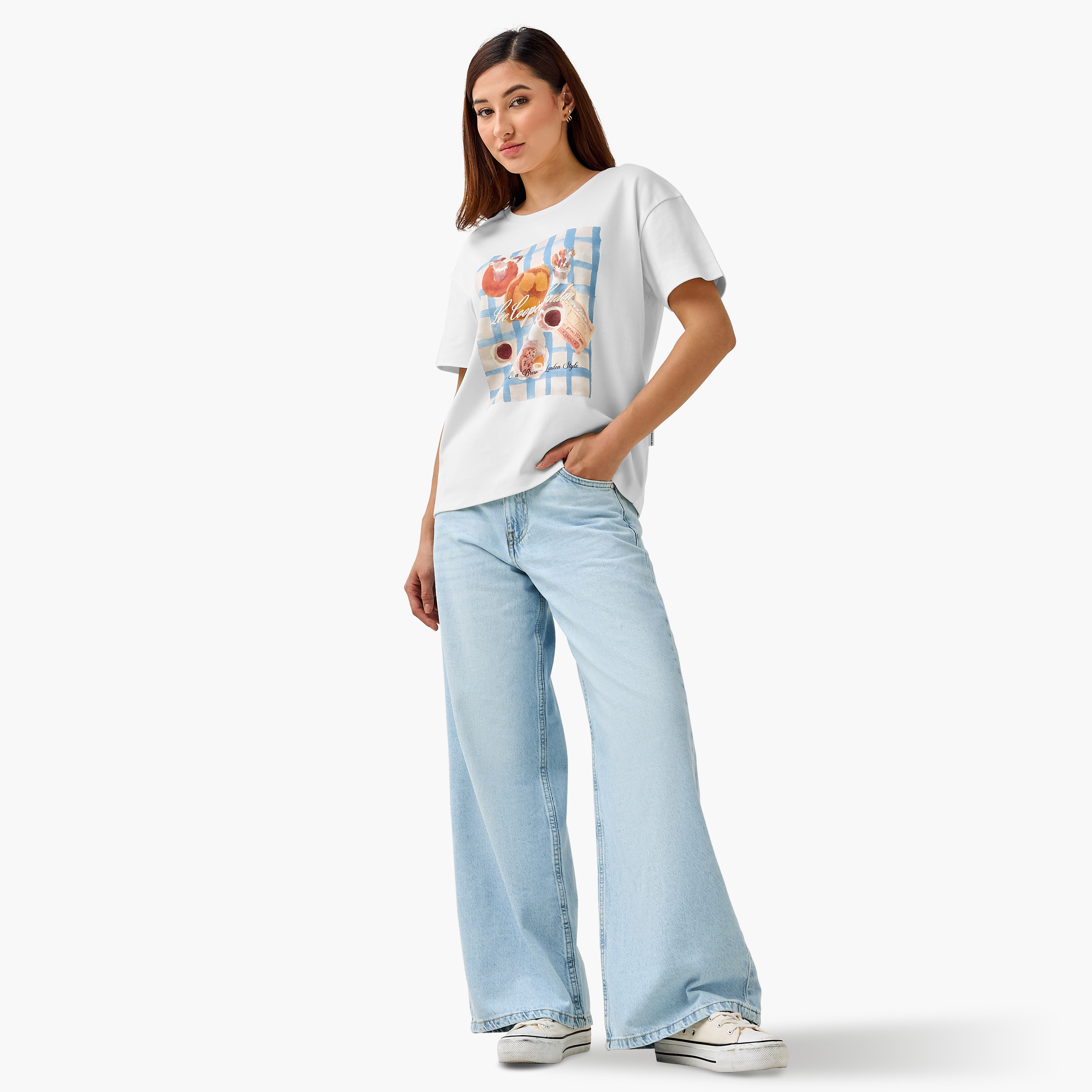 Lee Cooper Regular Fit Cotton T-shirt with Print-women-clothing-tshirts-image-3