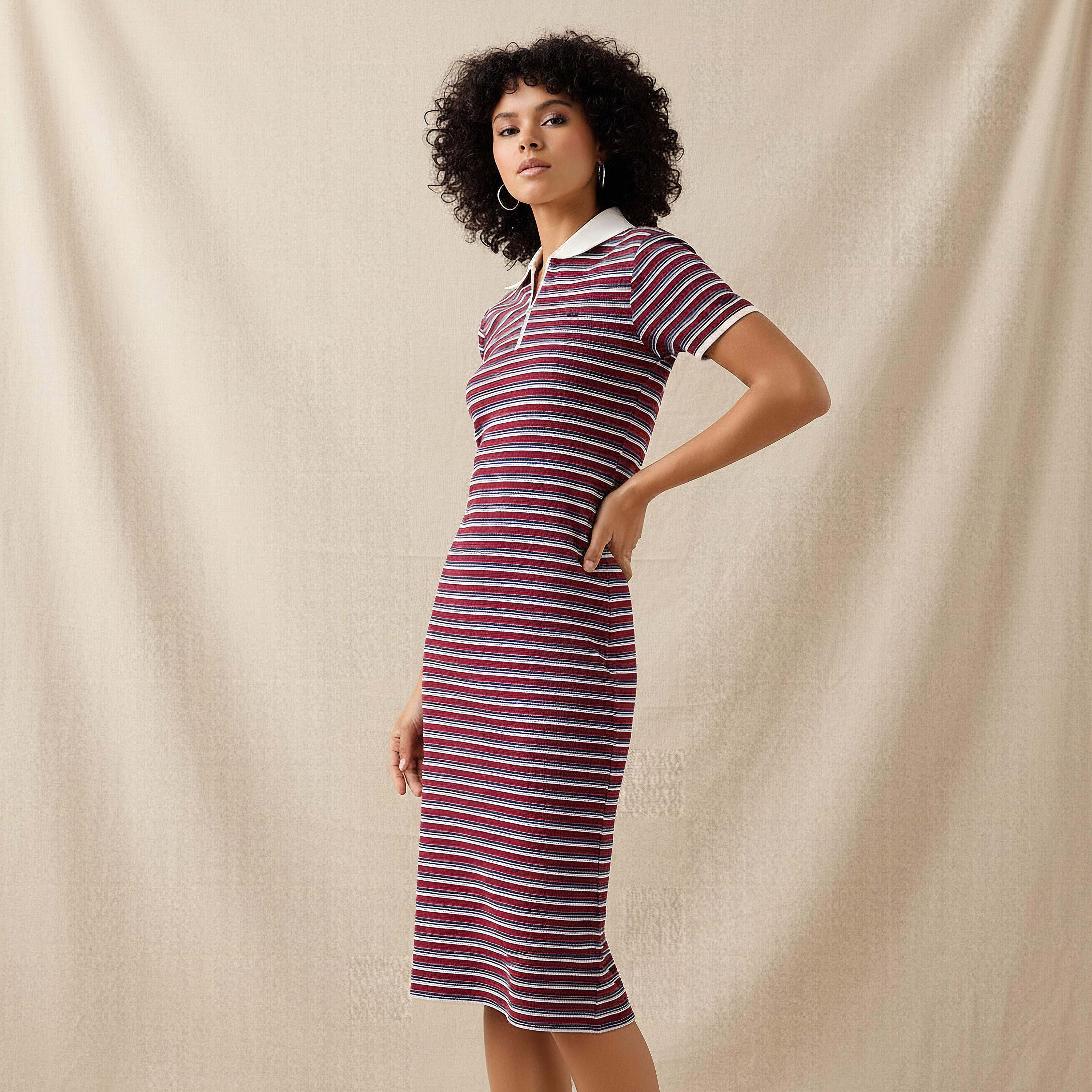 Lee Cooper Shift Midi Dress with Zip Closure-women-clothing-dresses-image-1