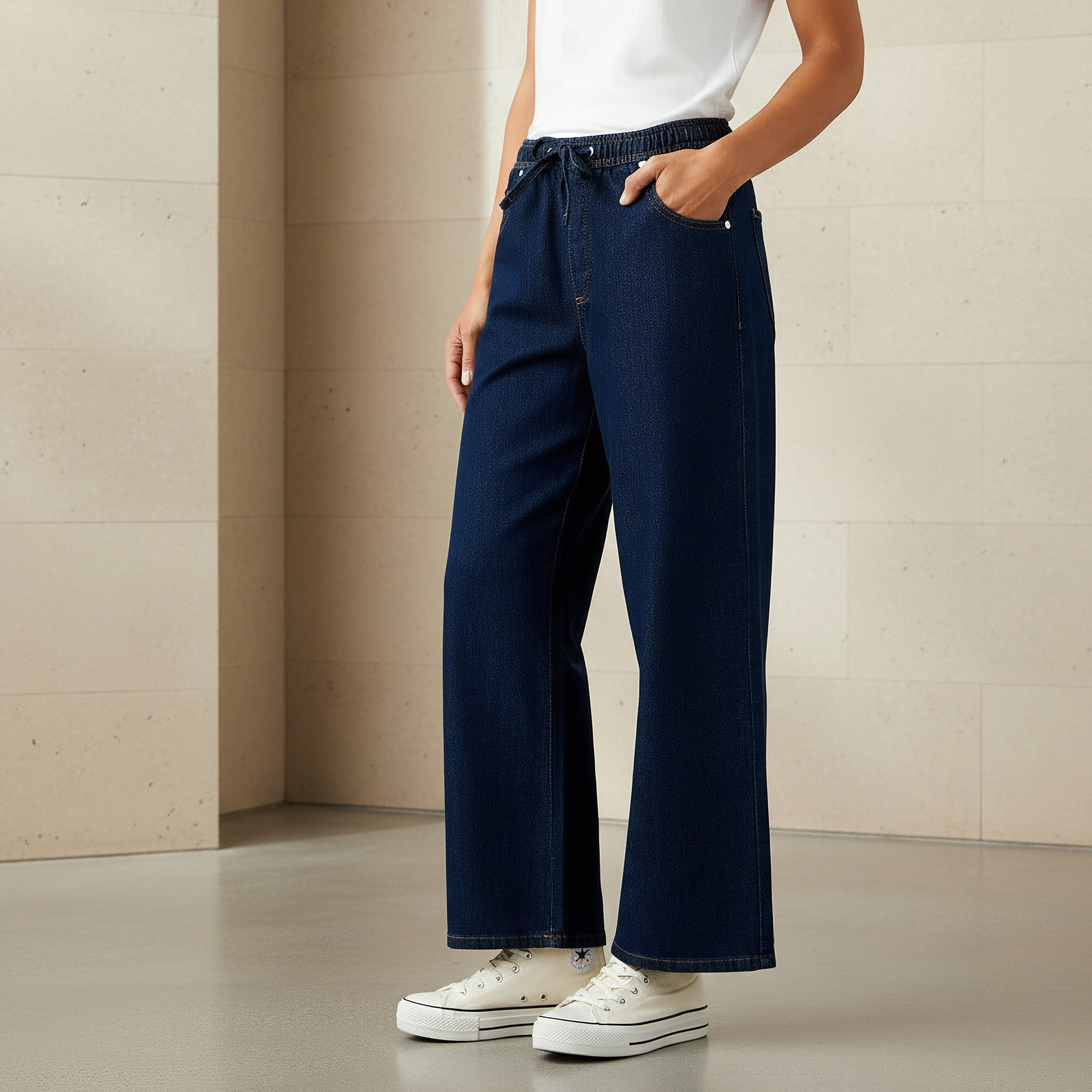 Lee Cooper Regular Fit Drawstring Waist Jeans-women-clothing-bottoms-jeans-image-1