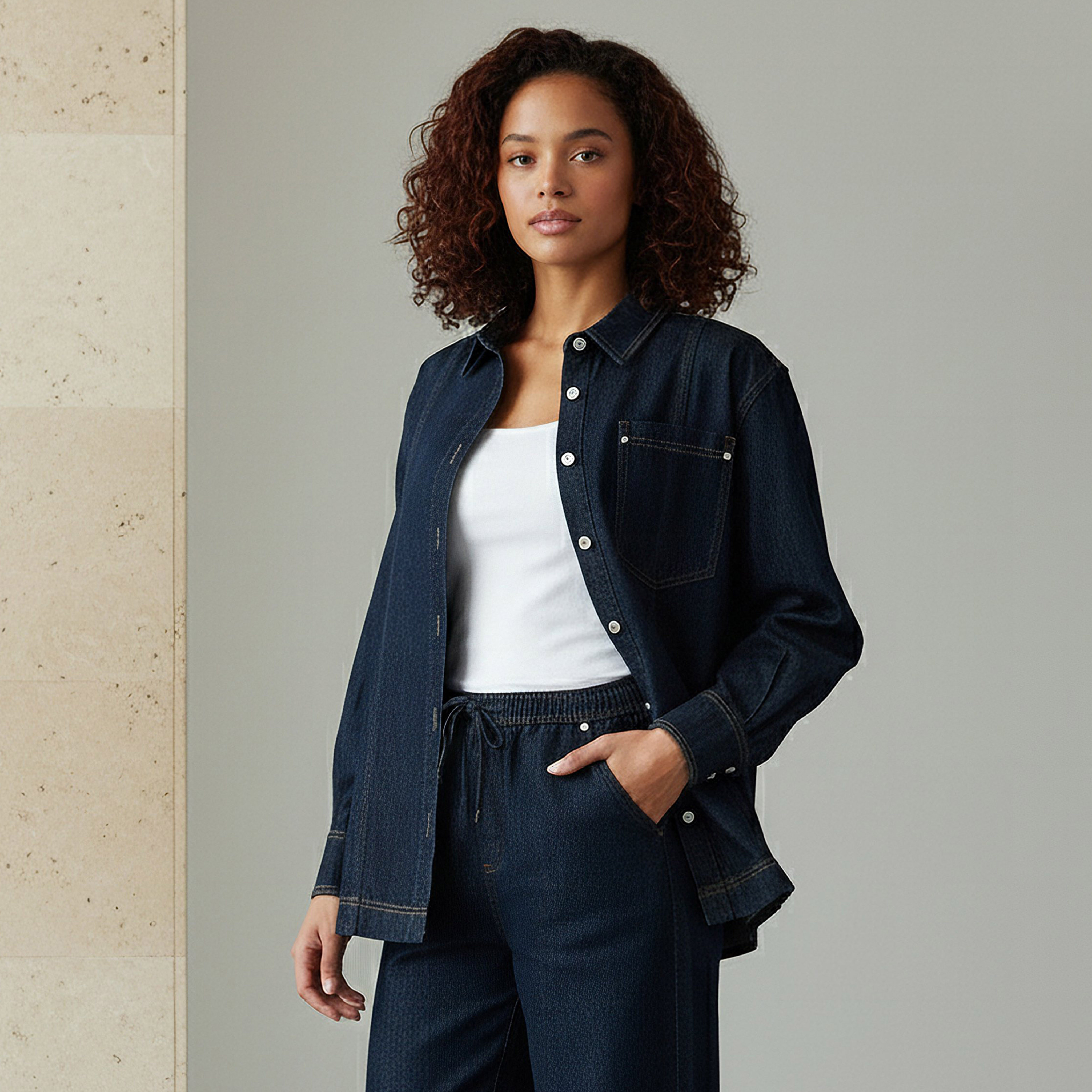Lee Cooper Regular Fit Denim Shacket with Pocket-women-clothing-shirtsandblouses-shirts-image-1
