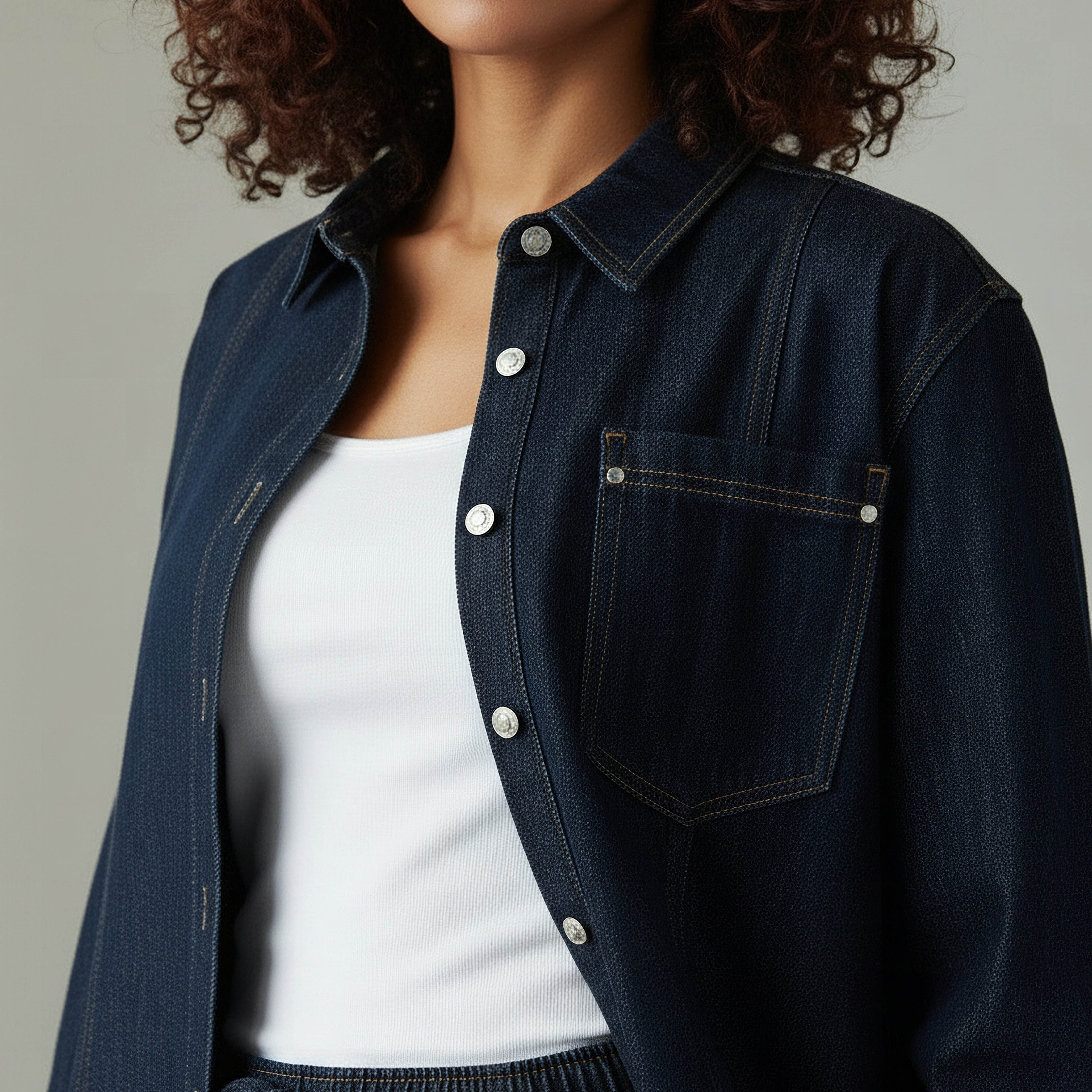 Lee Cooper Regular Fit Denim Shacket with Pocket-women-clothing-shirtsandblouses-shirts-image-3