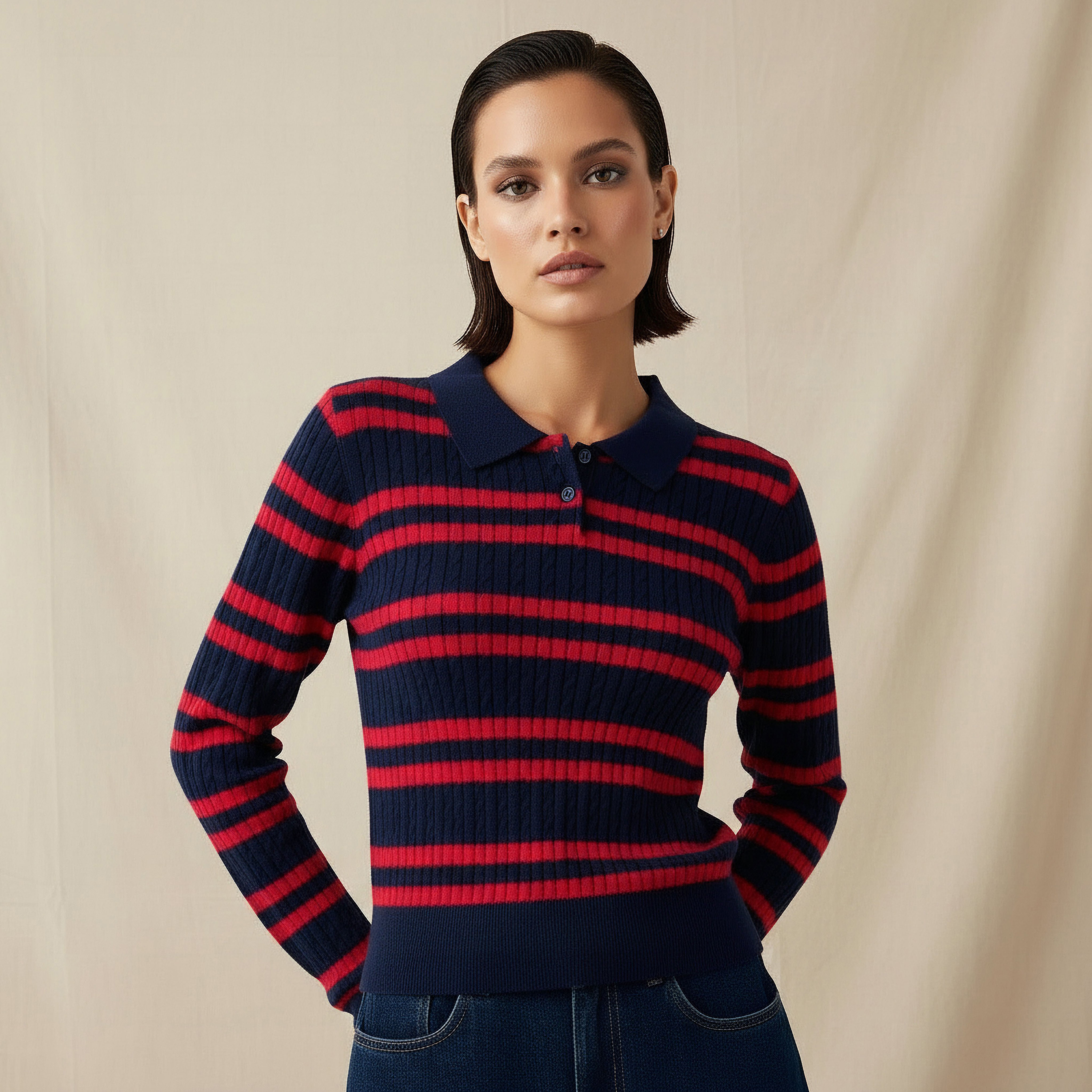 Lee Cooper Regular Fit Polo T-shirt with Stripes-women-clothing-tshirts-image-1