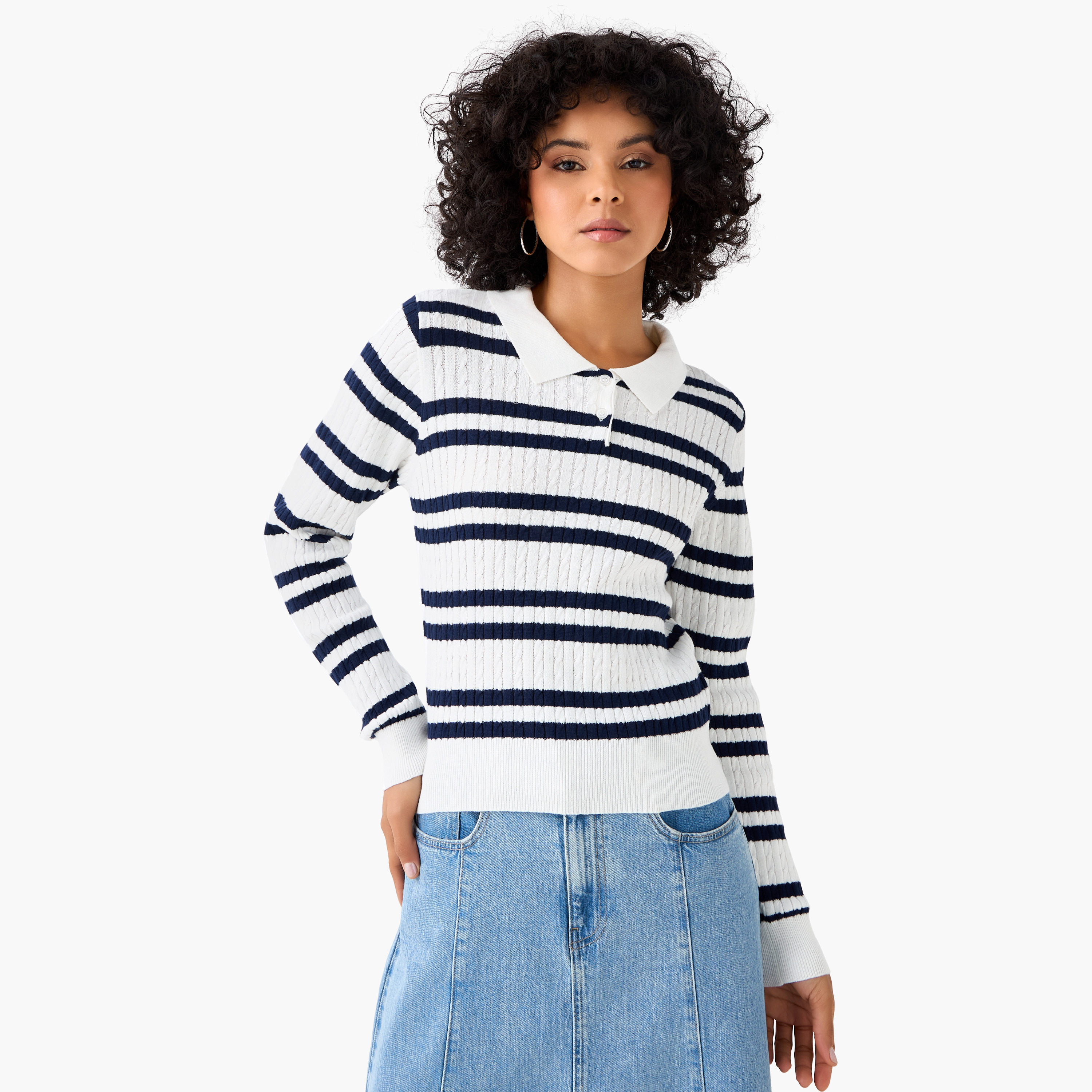 Lee Cooper Regular Fit Polo T-shirt with Stripes-women-clothing-tshirts-image-3