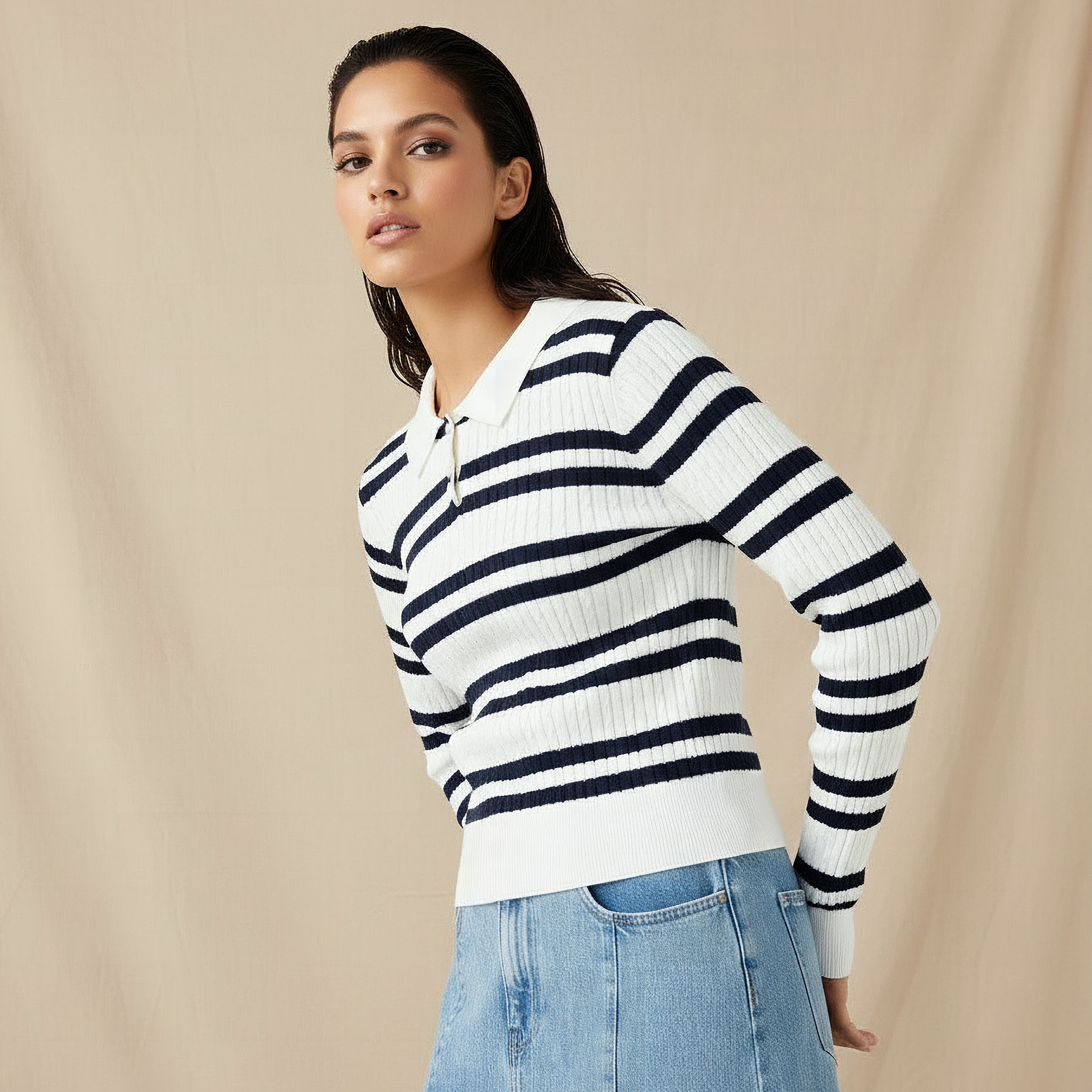 Lee Cooper Regular Fit Polo T-shirt with Stripes-women-clothing-tshirts-image-1